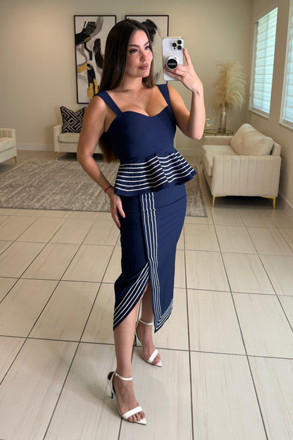Adorable Affair Navy Blue Skirt Set