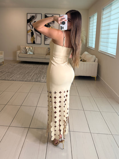 Chained Desire Beige Maxi Dress