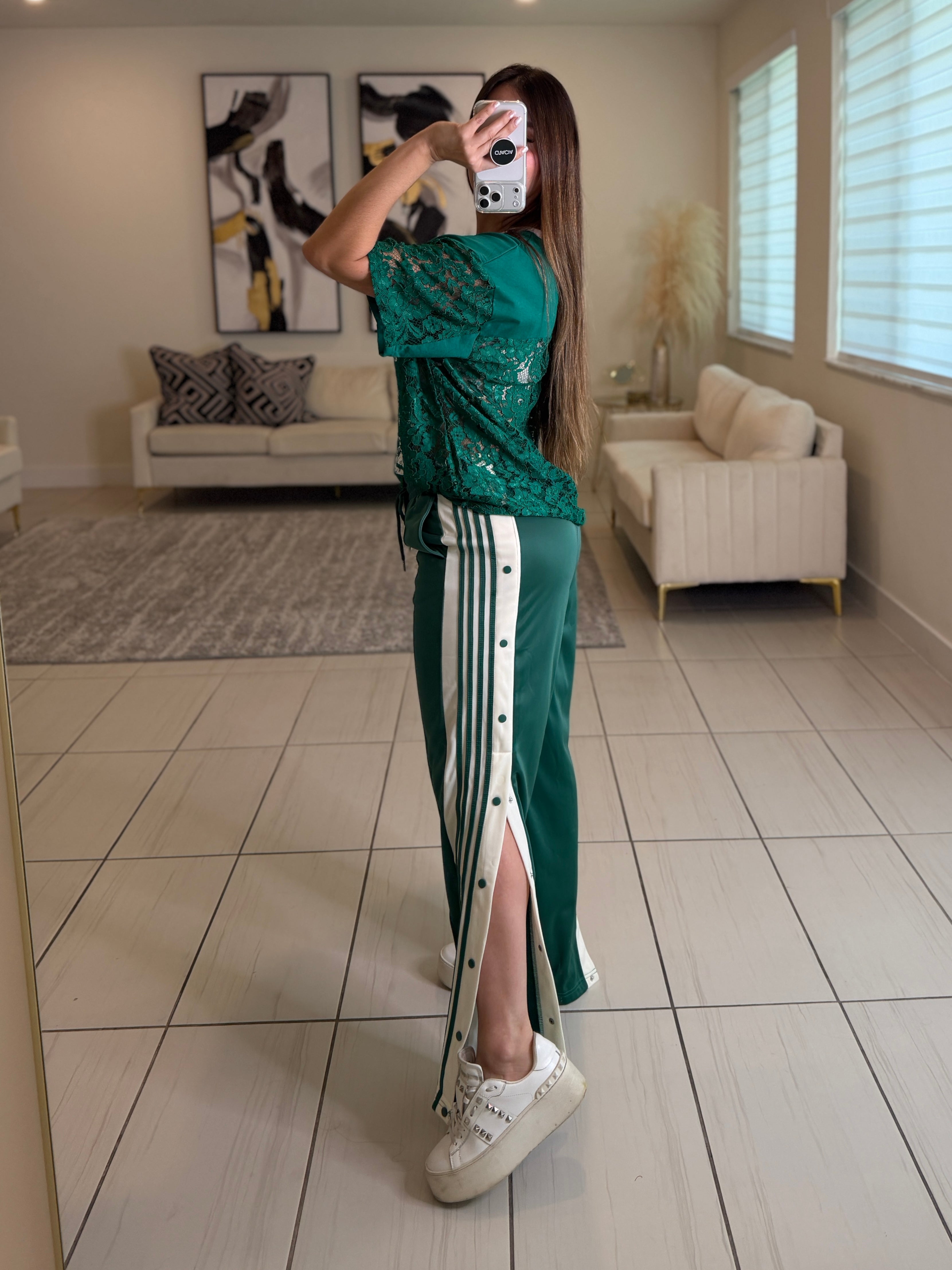 Sporty Chic Green Comfy Pant Set