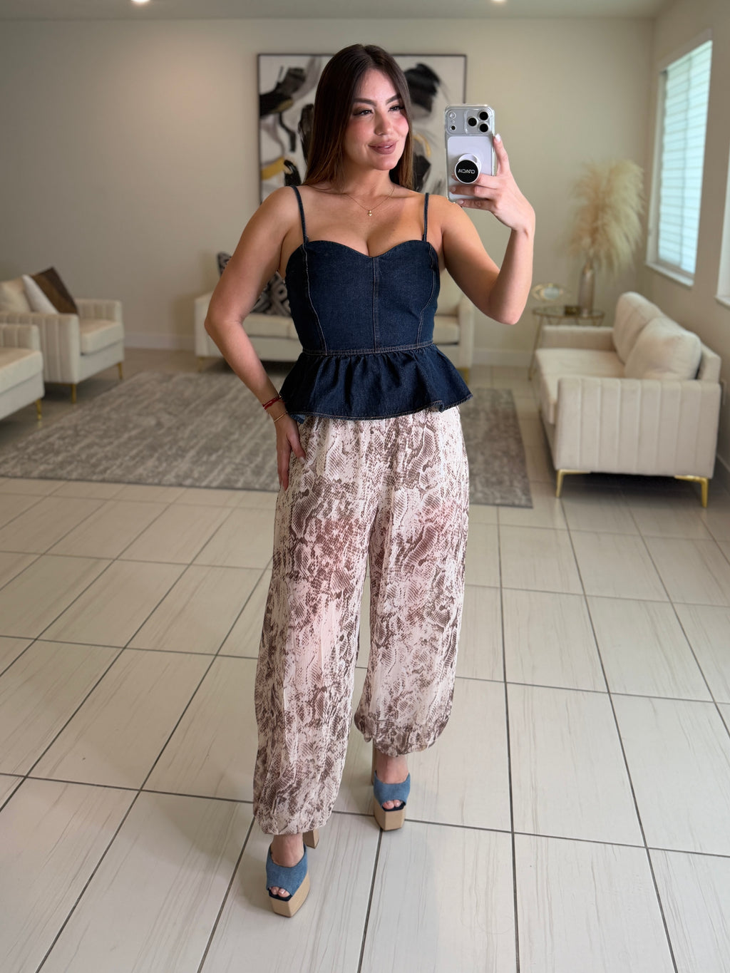 Sweet Peplum Denim Top