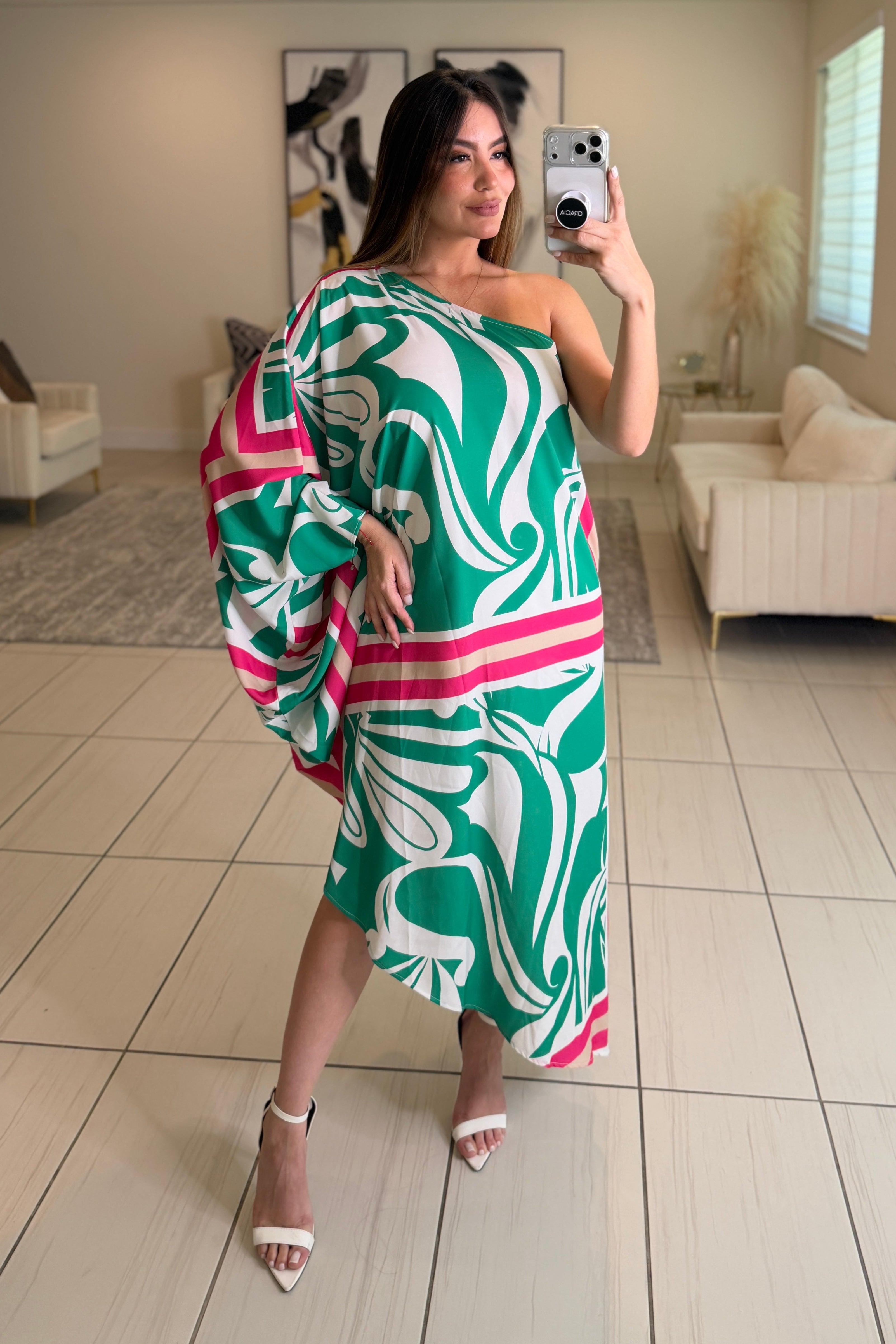 Whispered Romance Floral Green Dress