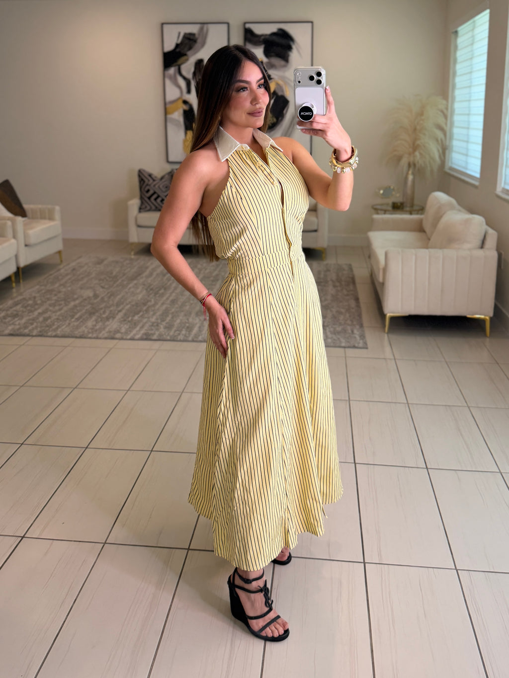 Desire Stripes Yellow Dress