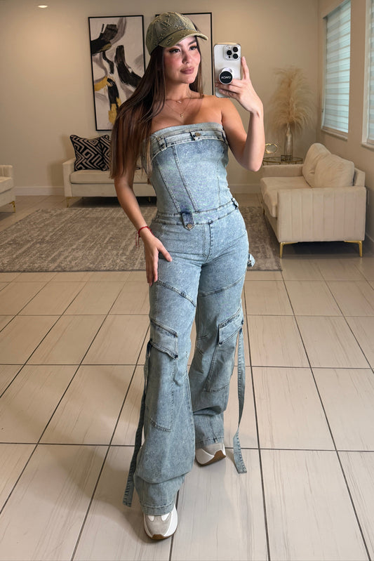 The Powerline Denim Jumpsuit