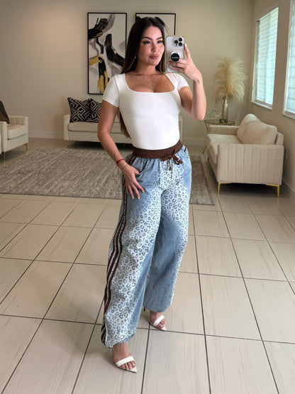 In Demand Brown Stripes Denim Pants