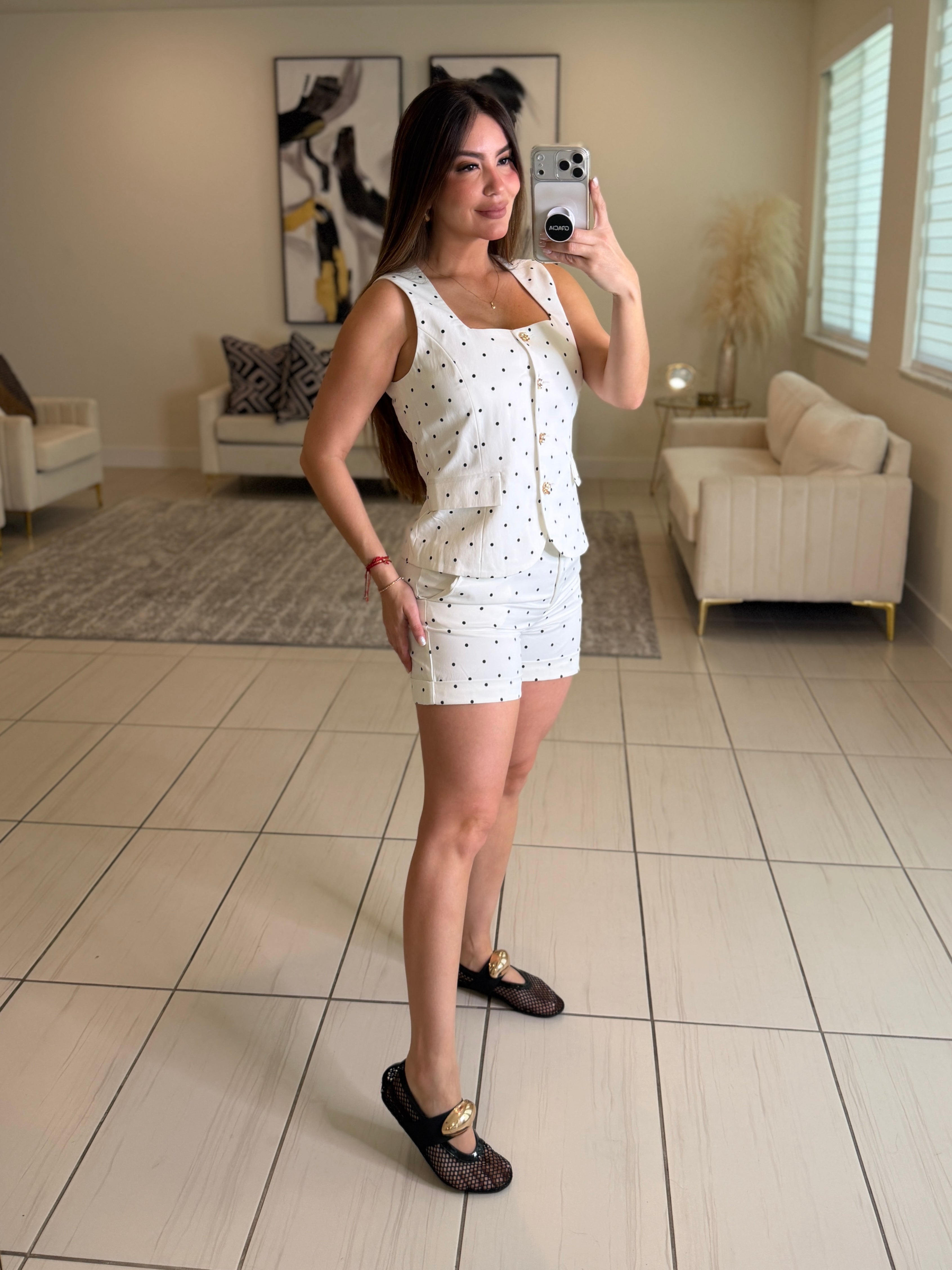 Dotty Vibes White Short Set