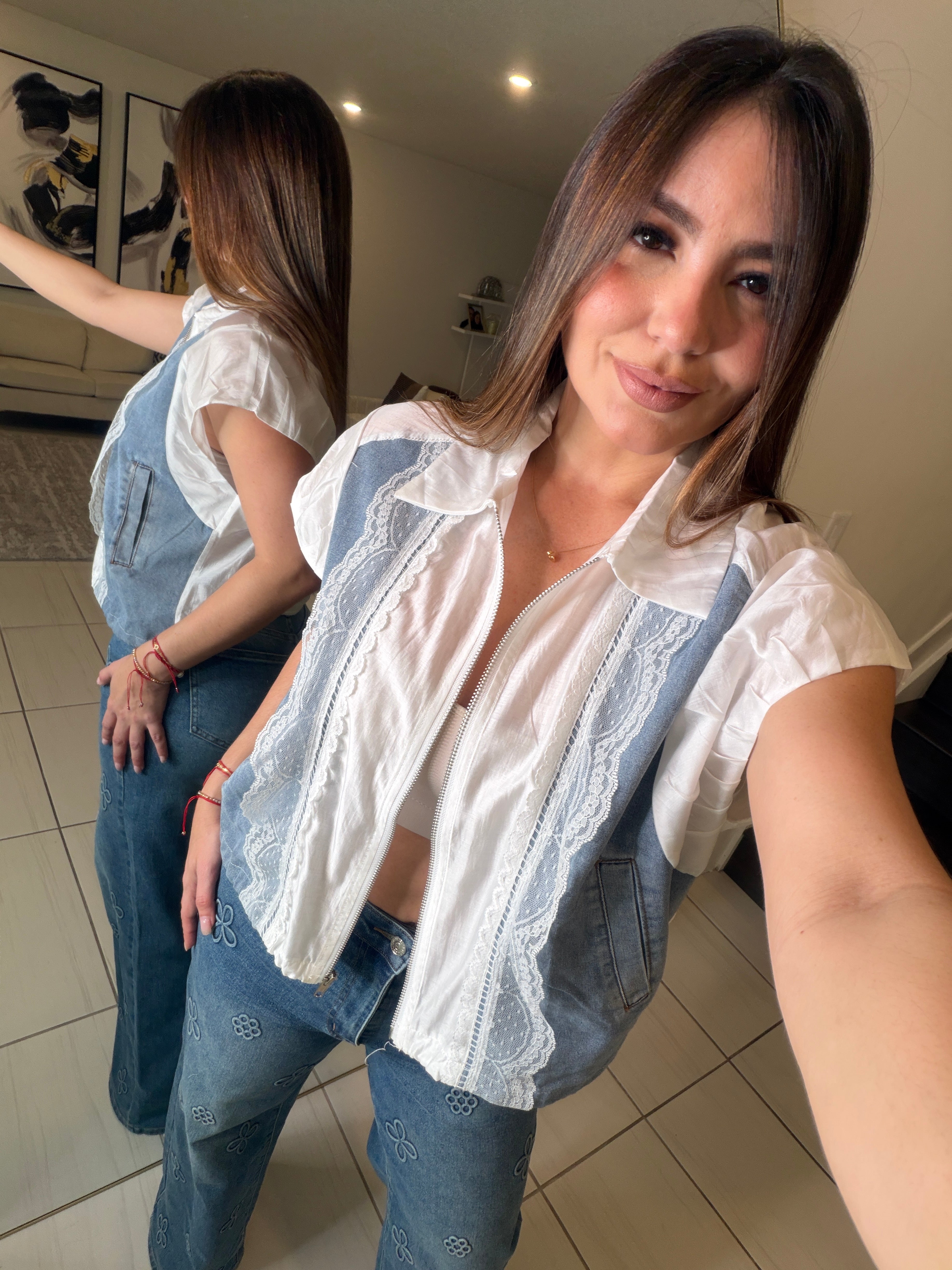 Parisian Contrast White Top