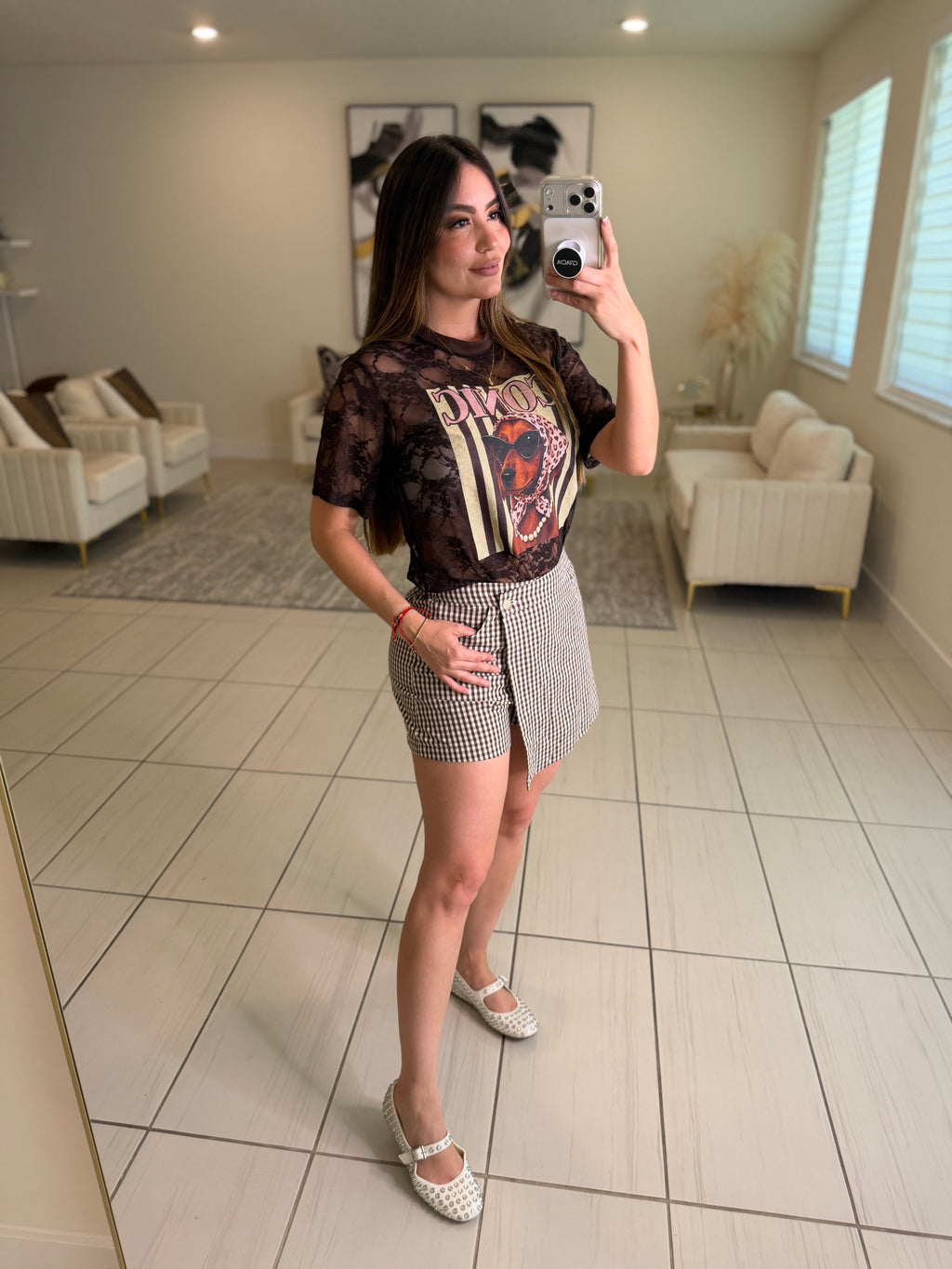 Divine Gingham Brown Short