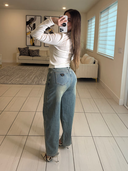 League Charm White Sweater Top