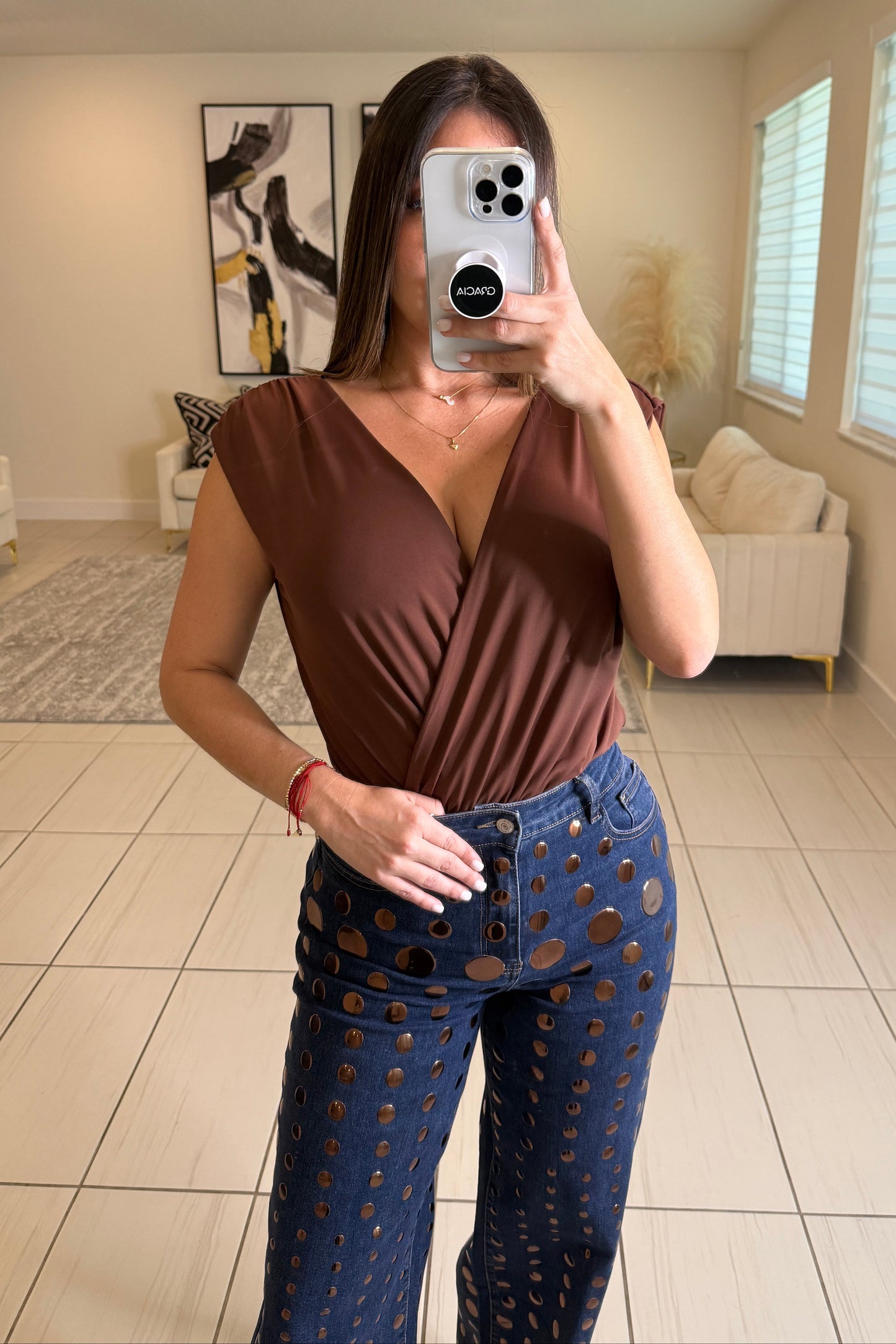 Midnight Crossover Brown Bodysuit