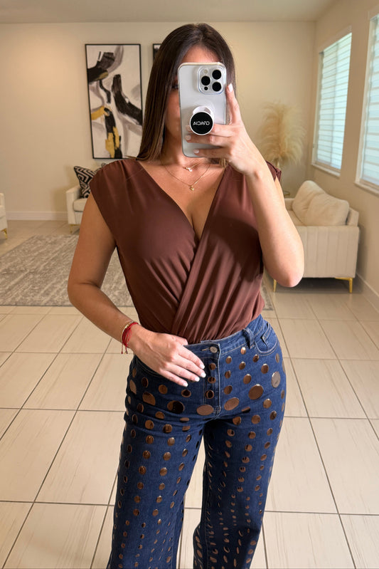 Midnight Crossover Brown Bodysuit