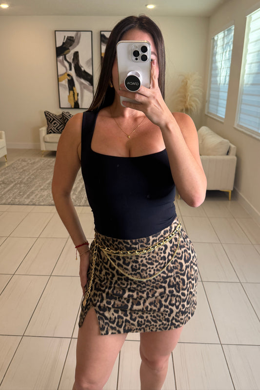 Fierce Streak Leopard Denim Short