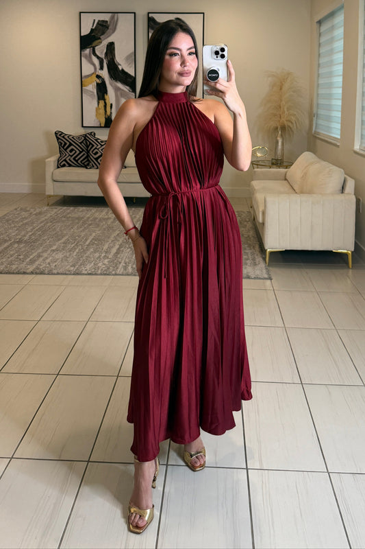Radiant Red Wine Midi Dress