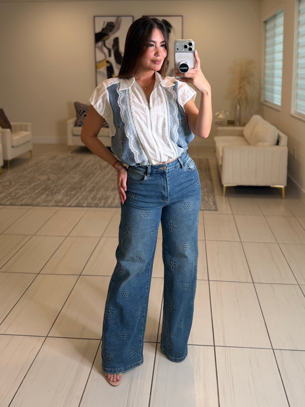 Parisian Contrast White Top