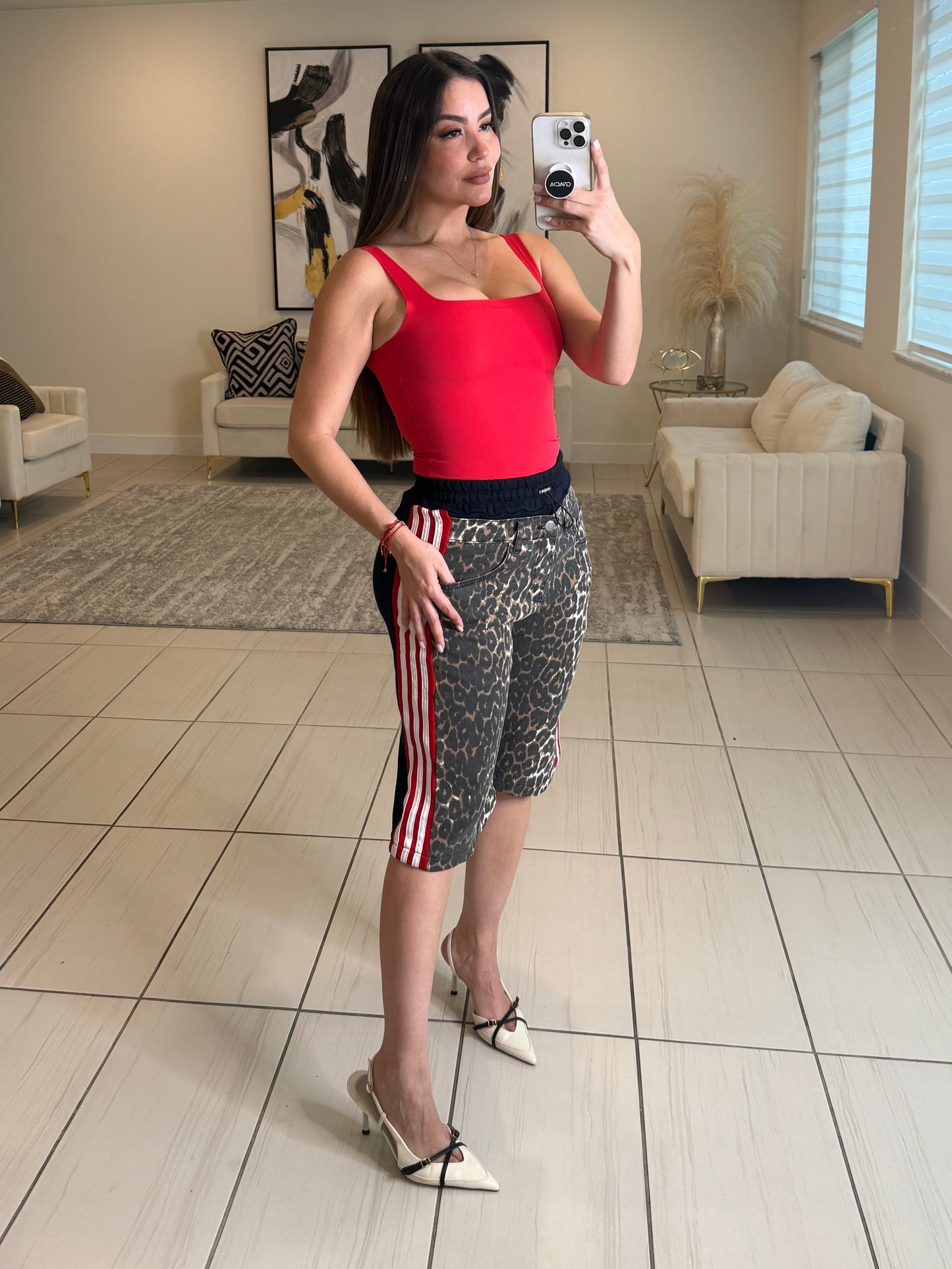 Wild Leopard Red Strip Short