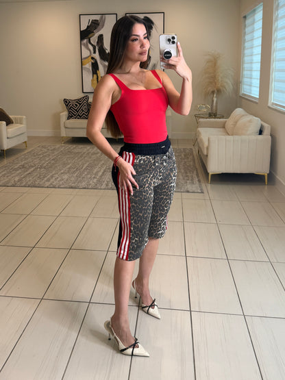 Wild Leopard Red Strip Short