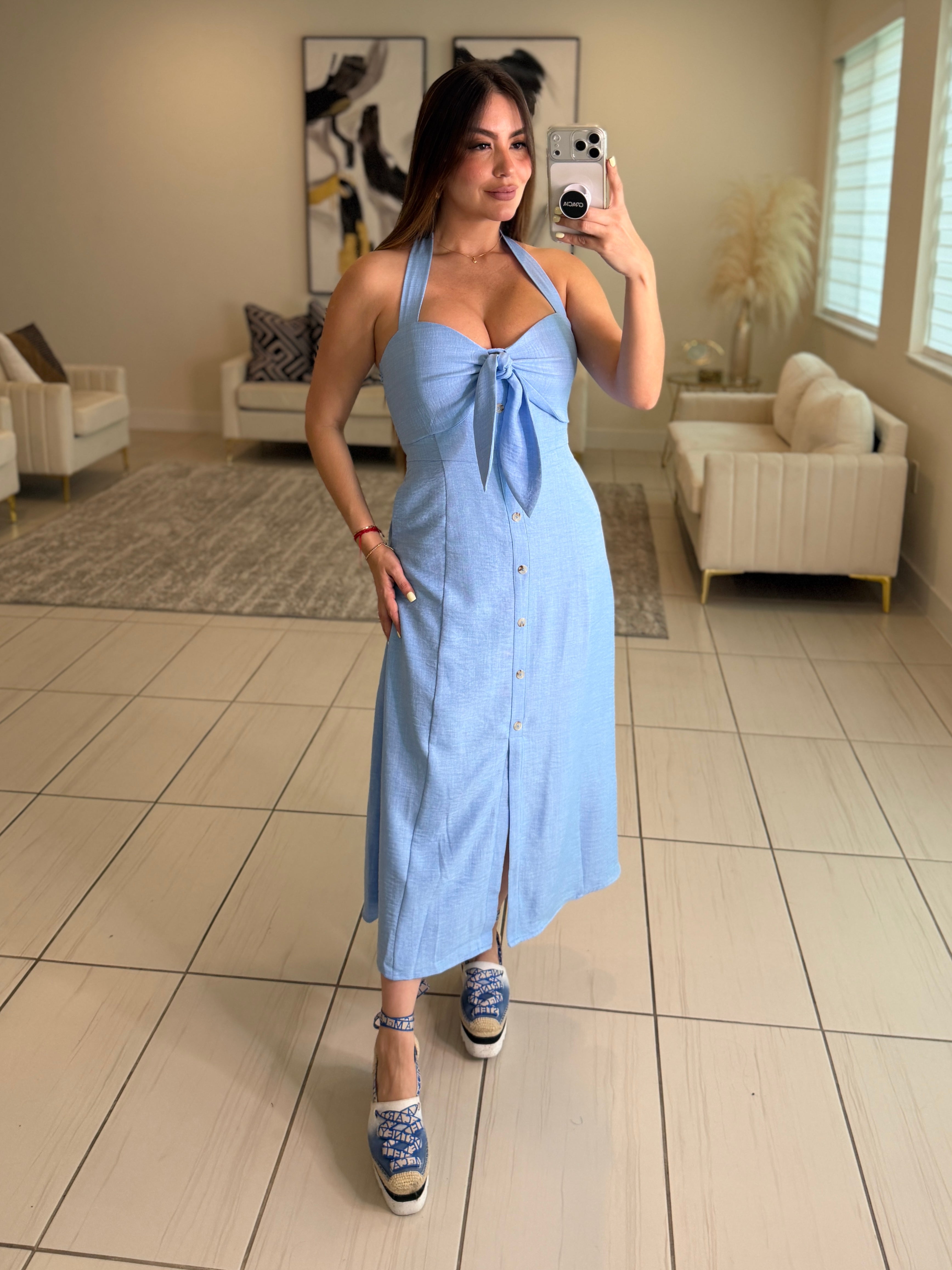 Enchanted Aura Blue Midi Dress