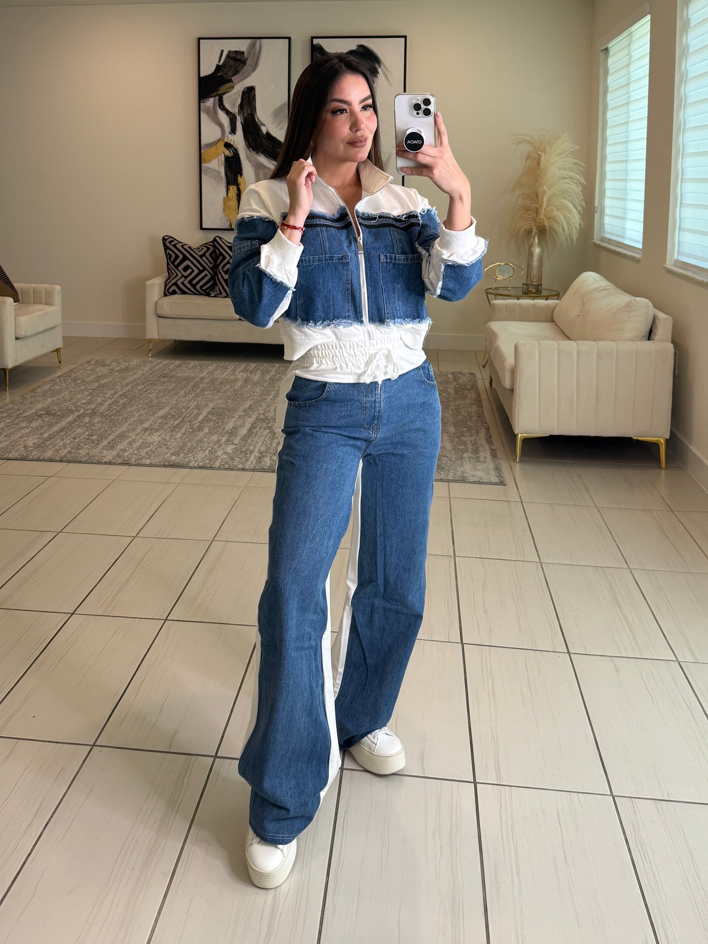 Iconic White and Denim Contrast Set