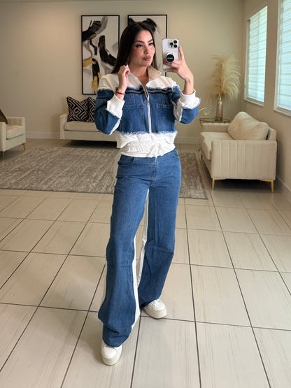 Iconic White and Denim Contrast Set