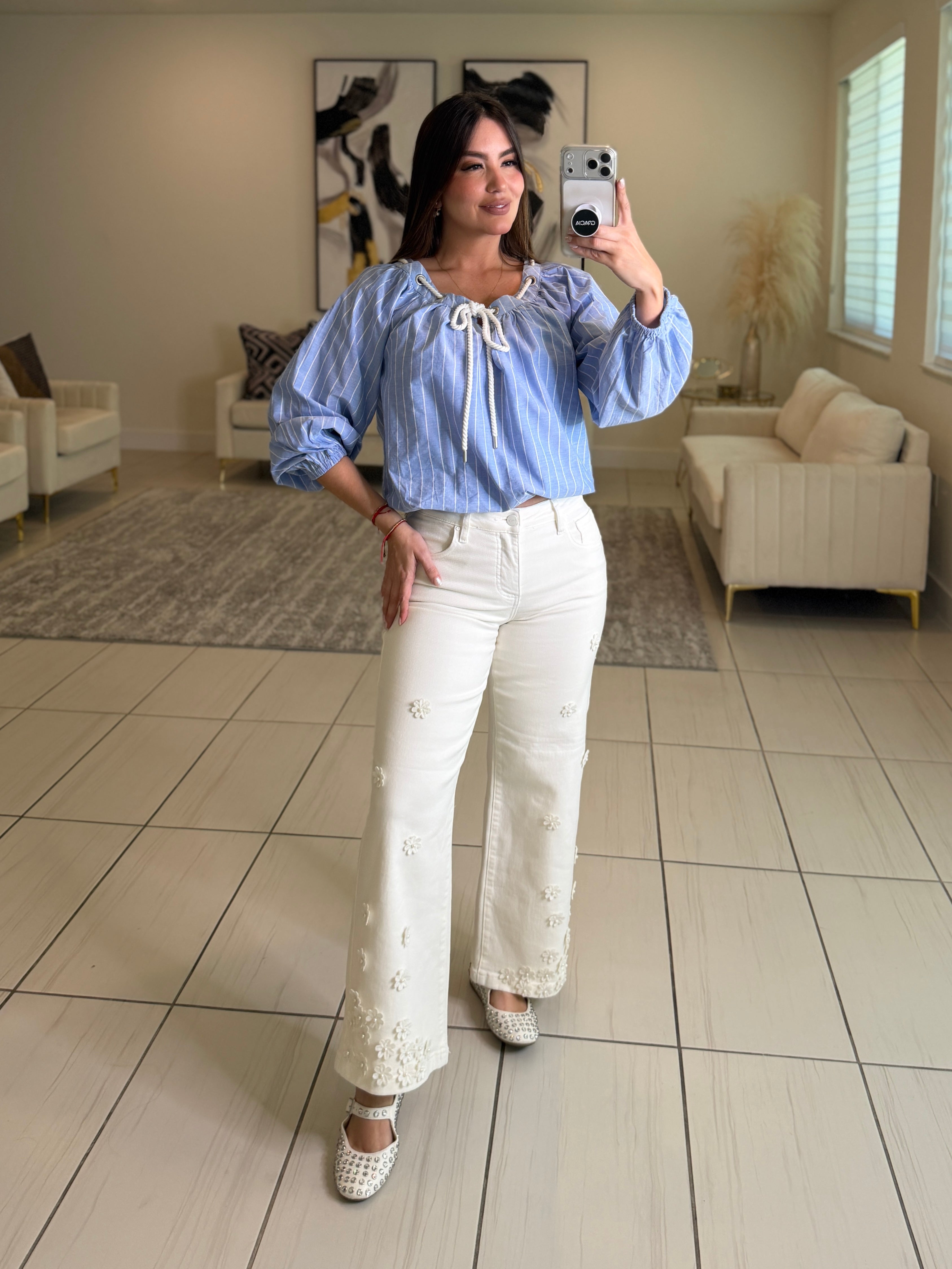 Aura Stripes Blue Top