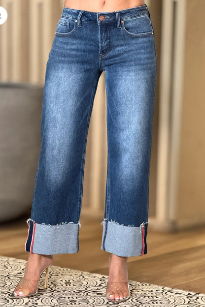 Vintage Indigo Red Stripe Denim Pants