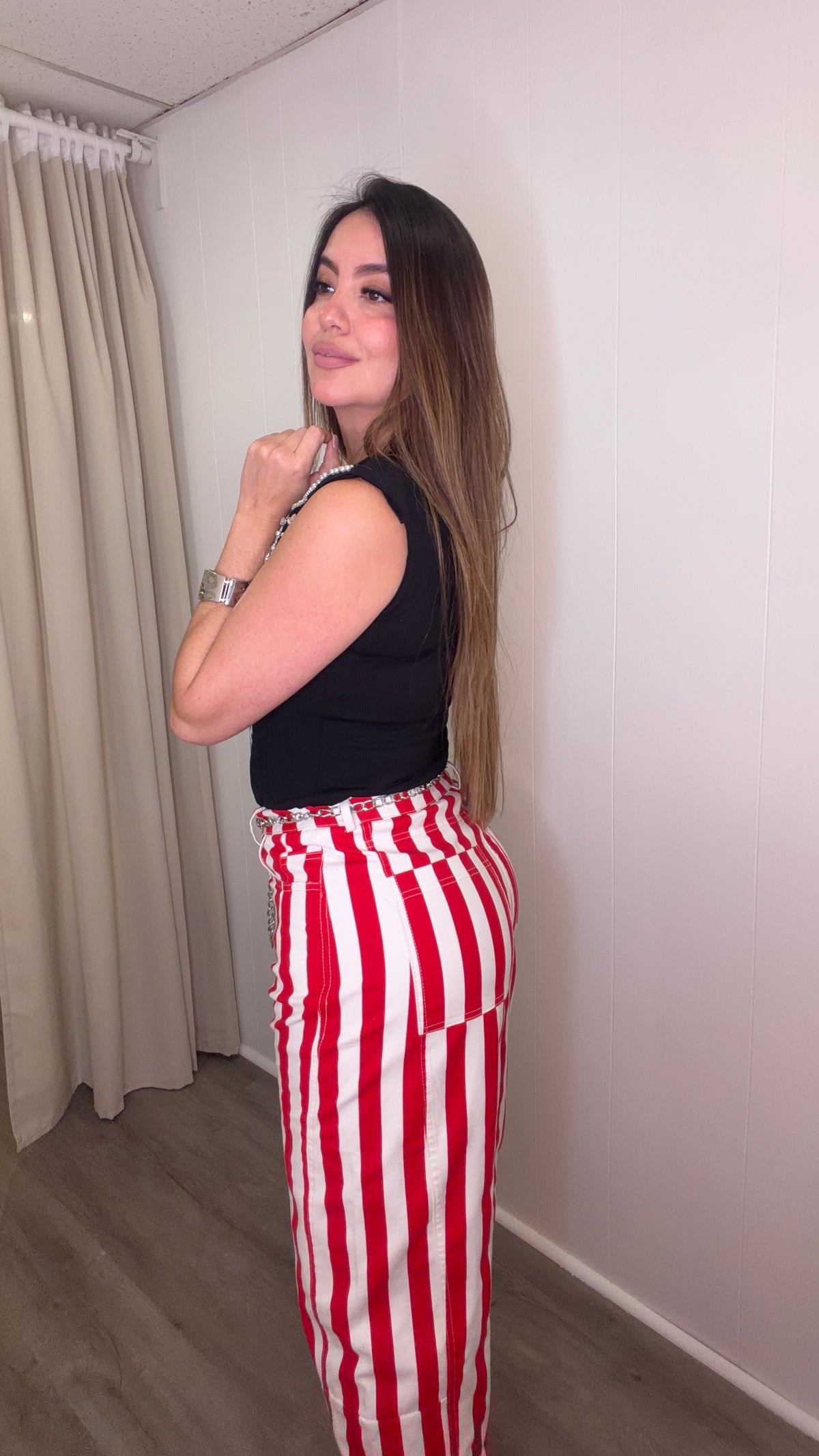 Runway Red Stripe Barrel Pants