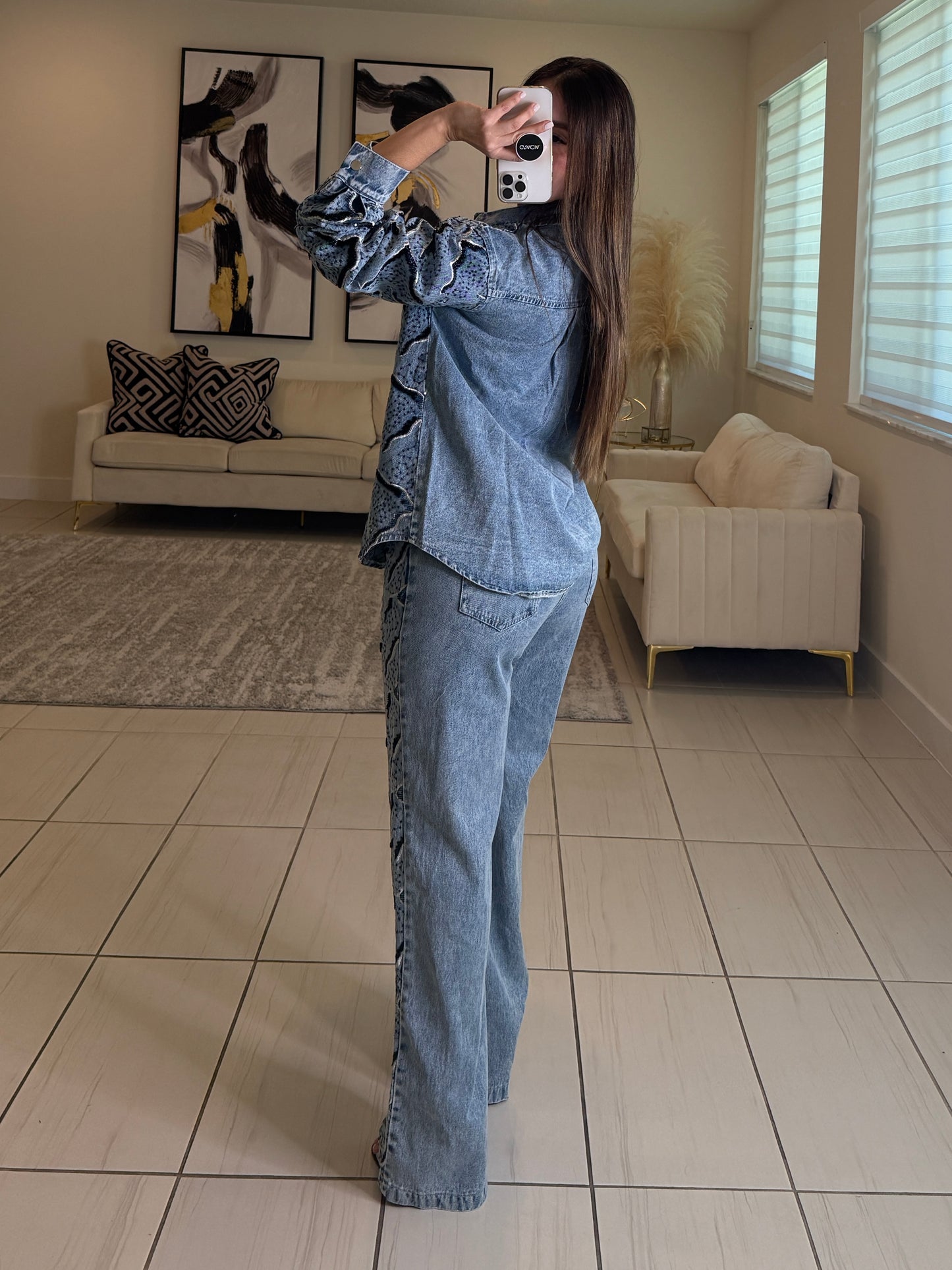 Perfect Details Denim Pant Set
