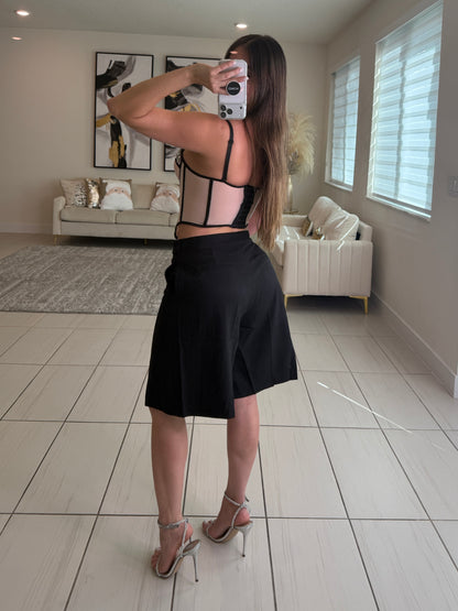 Luxe Rhinestone Beige and Black Corset Top