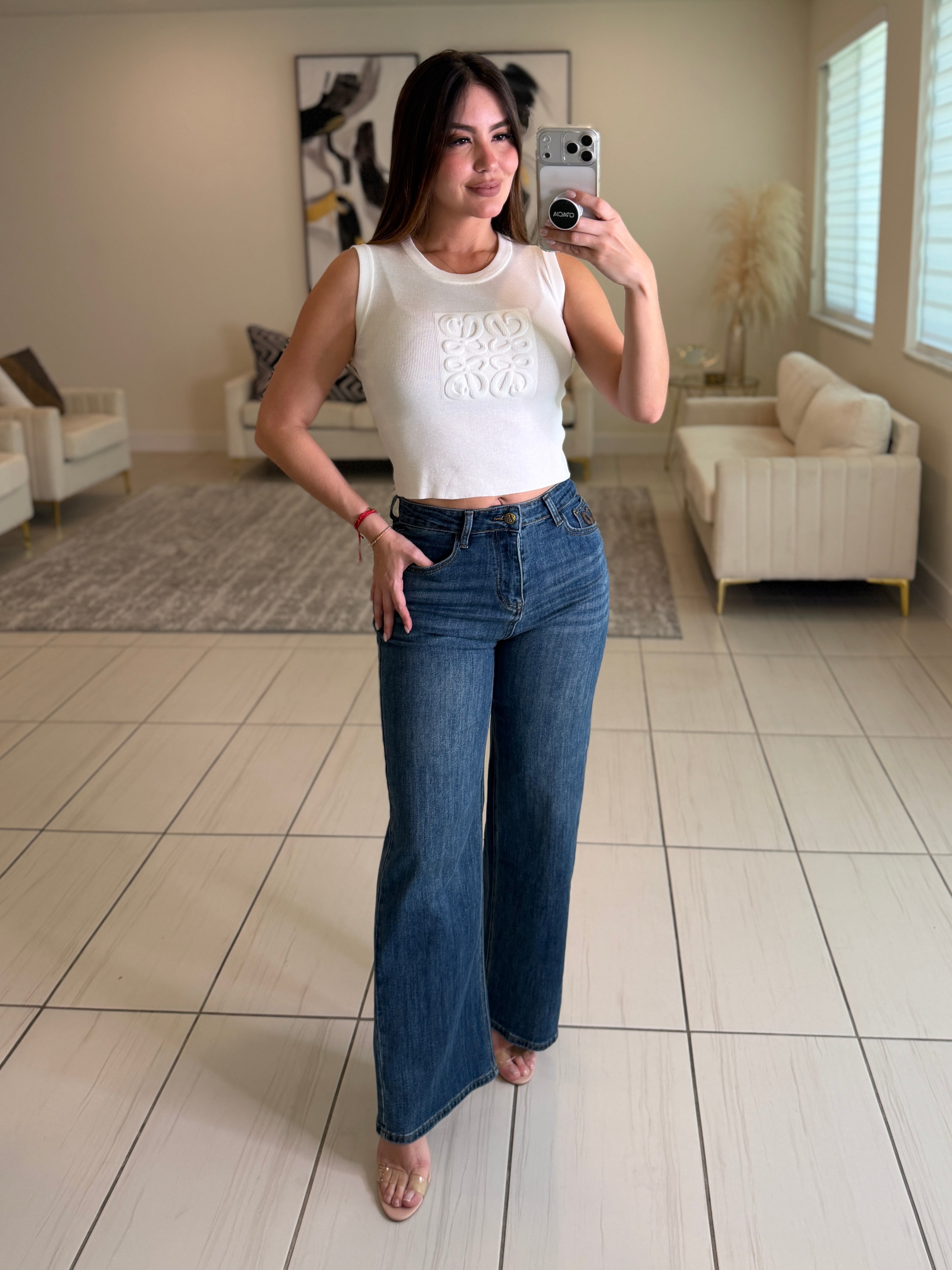 Iconic Knit White Tank Top