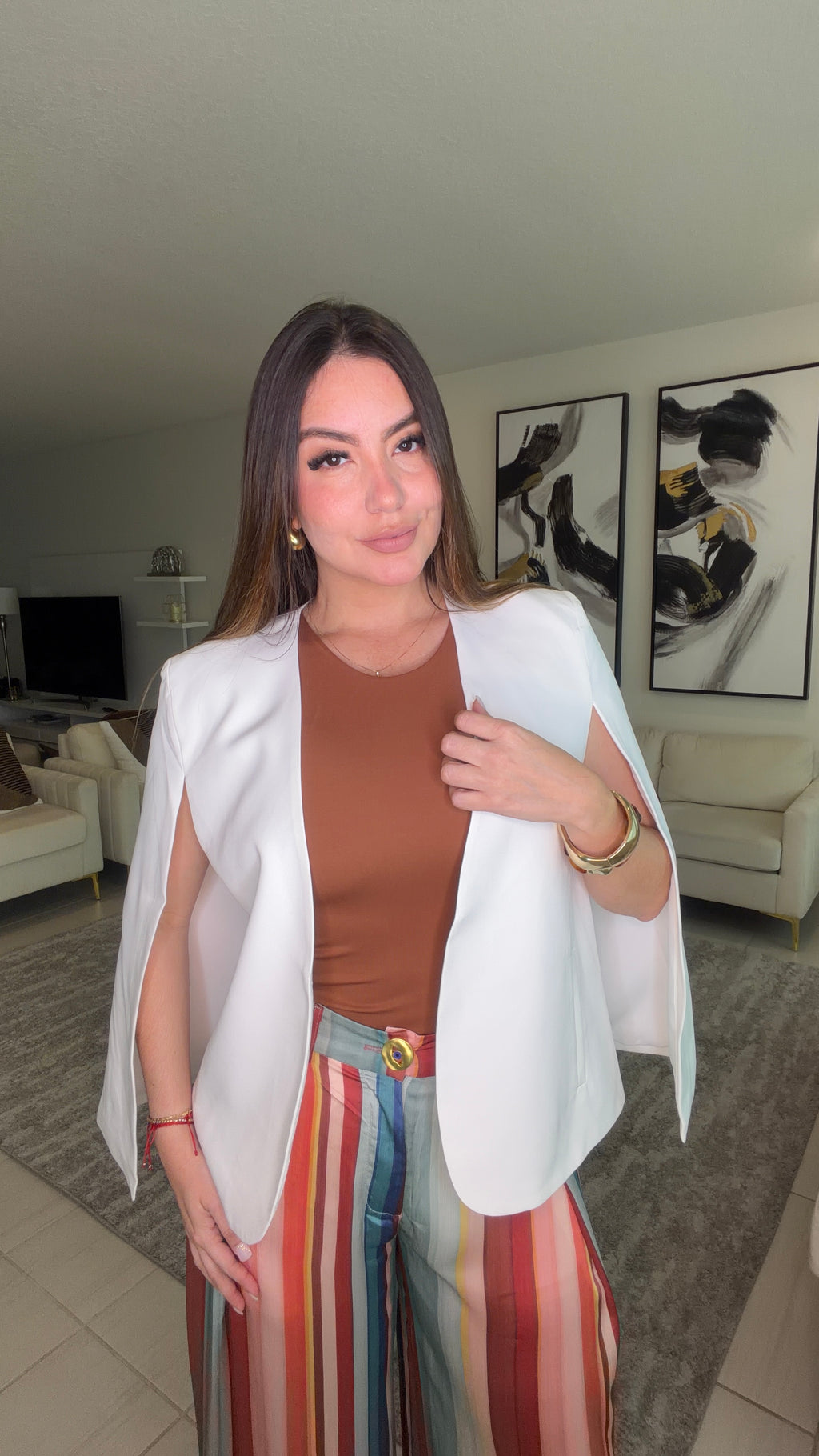 Cascading Cape White Blazer