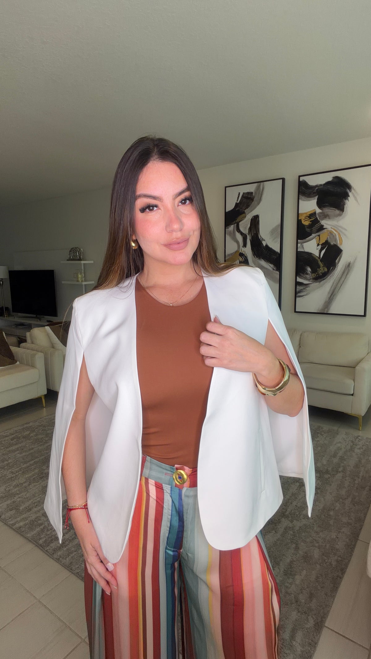 Cascading Cape White Blazer