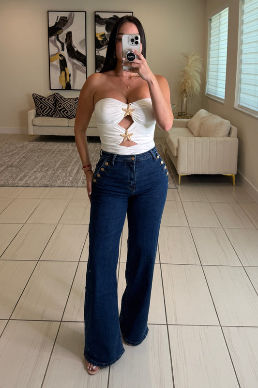 Gold Star White Bodysuit