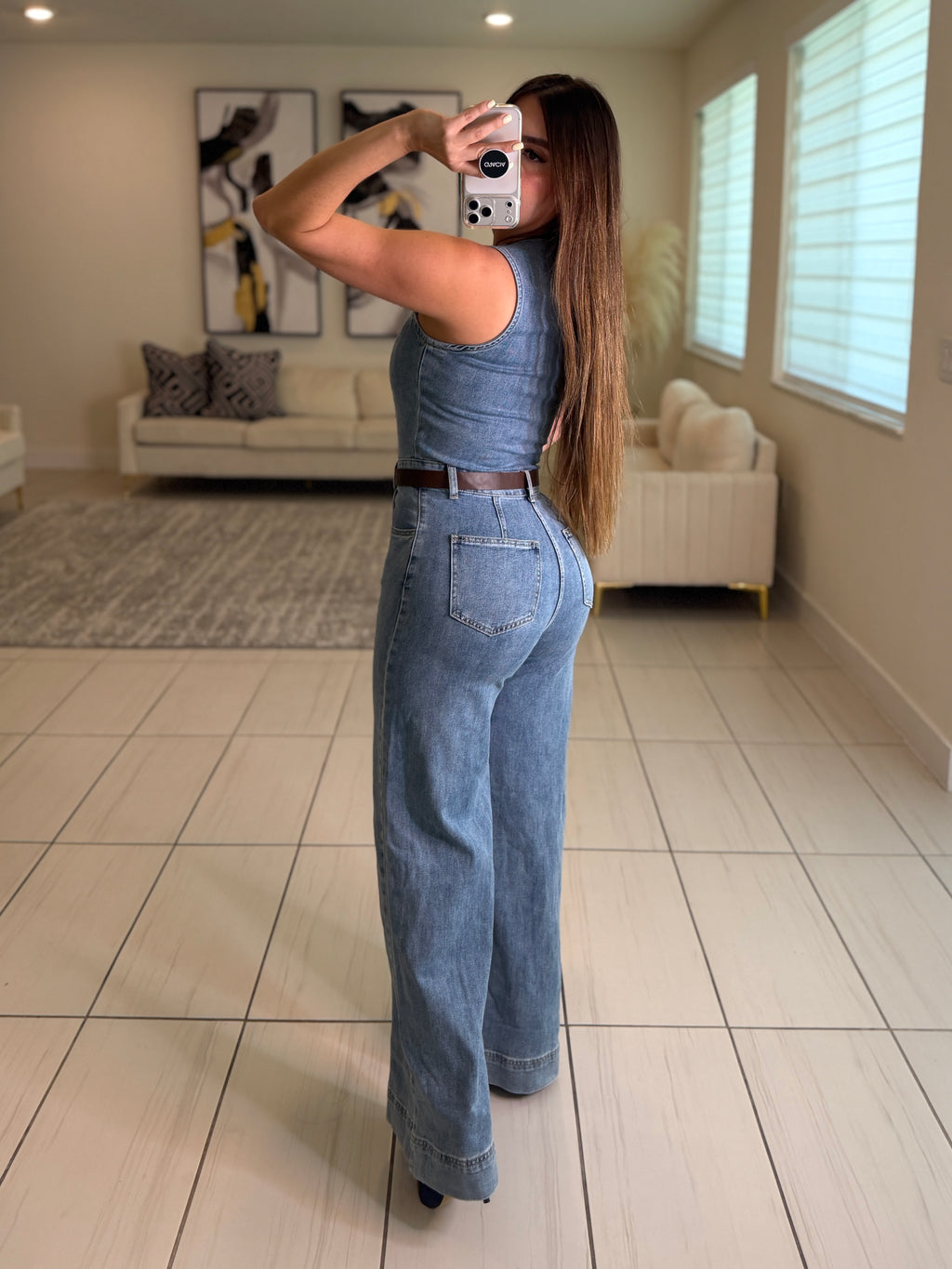 Luxe Stitch Denim Jumpsuit