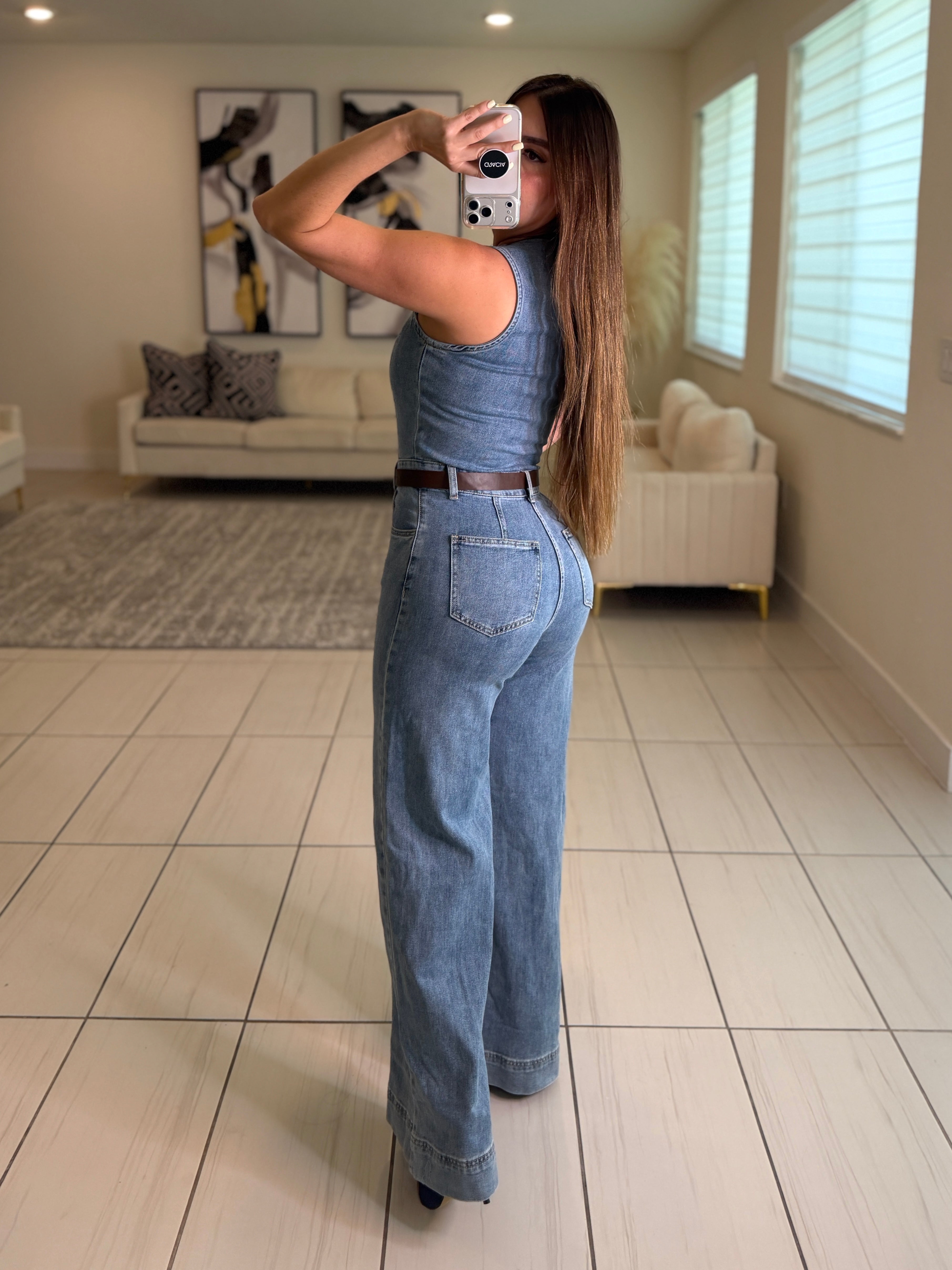 Luxe Stitch Denim Jumpsuit