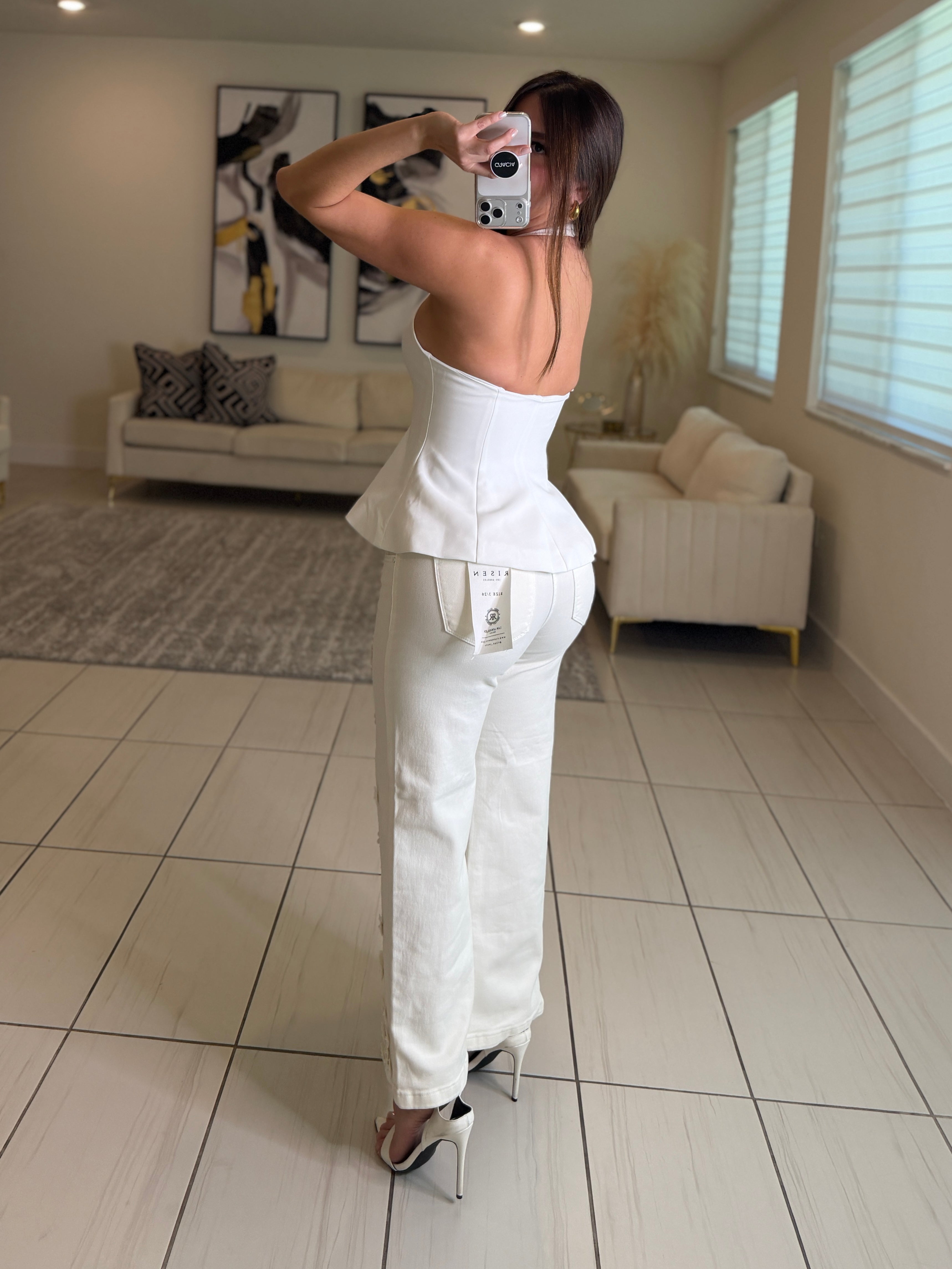 Garden Muse White Denim Pants