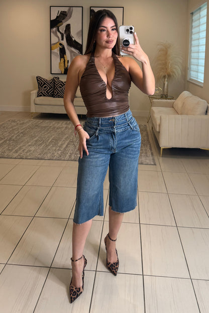 Ruched Muse Brown Top