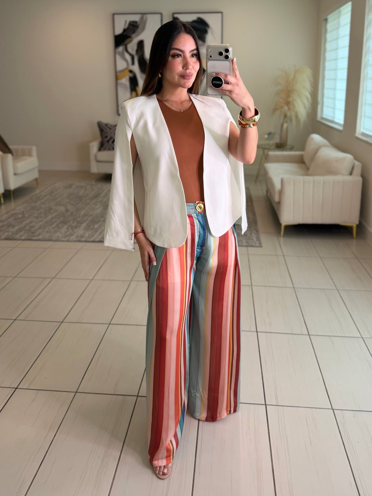 Cascading Cape White Blazer