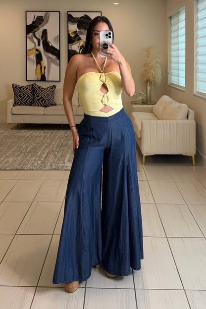 Edit Soft Denim Palazzo Pants