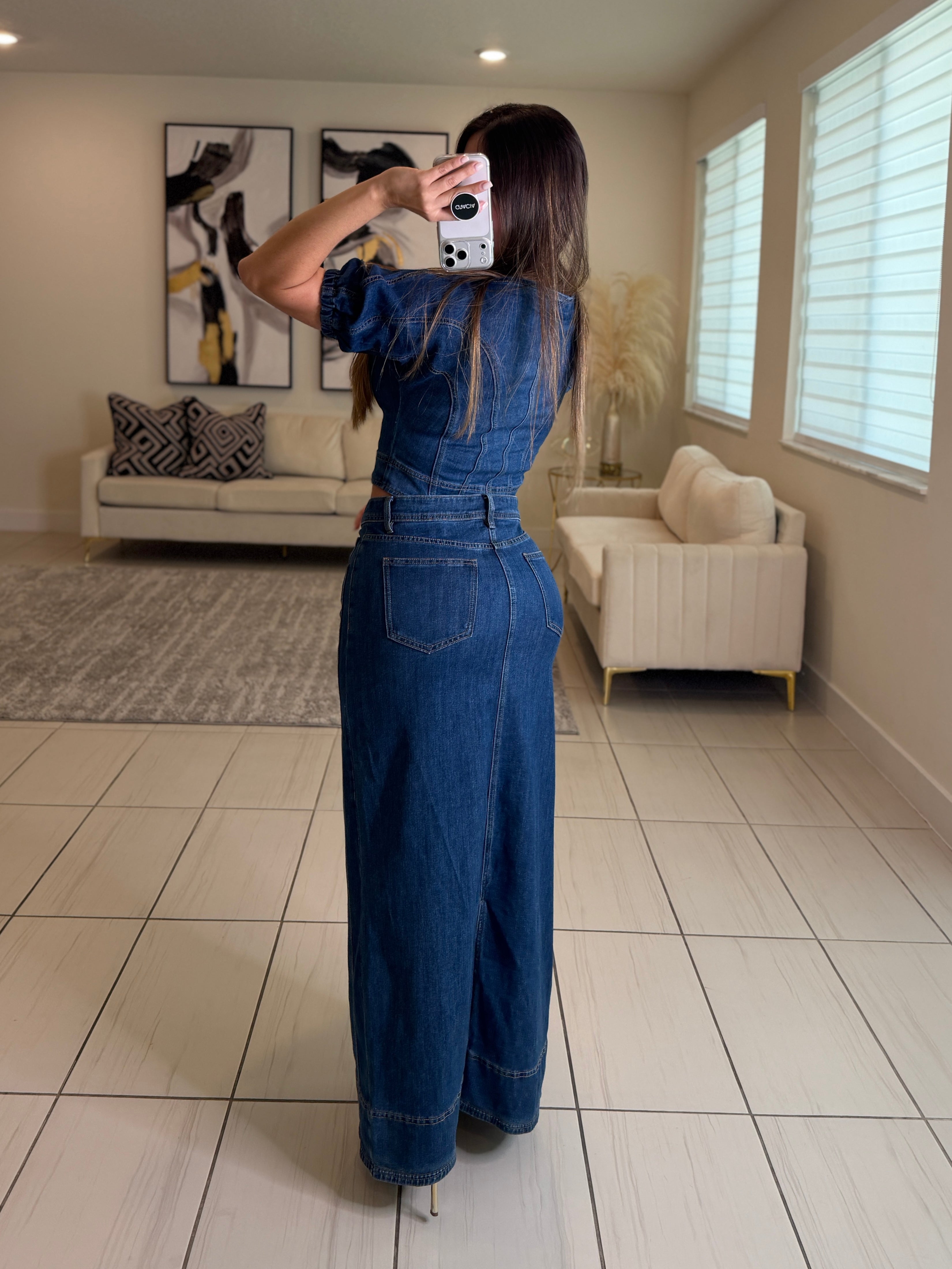 Gonna Scampanata in Denim Skirt Set