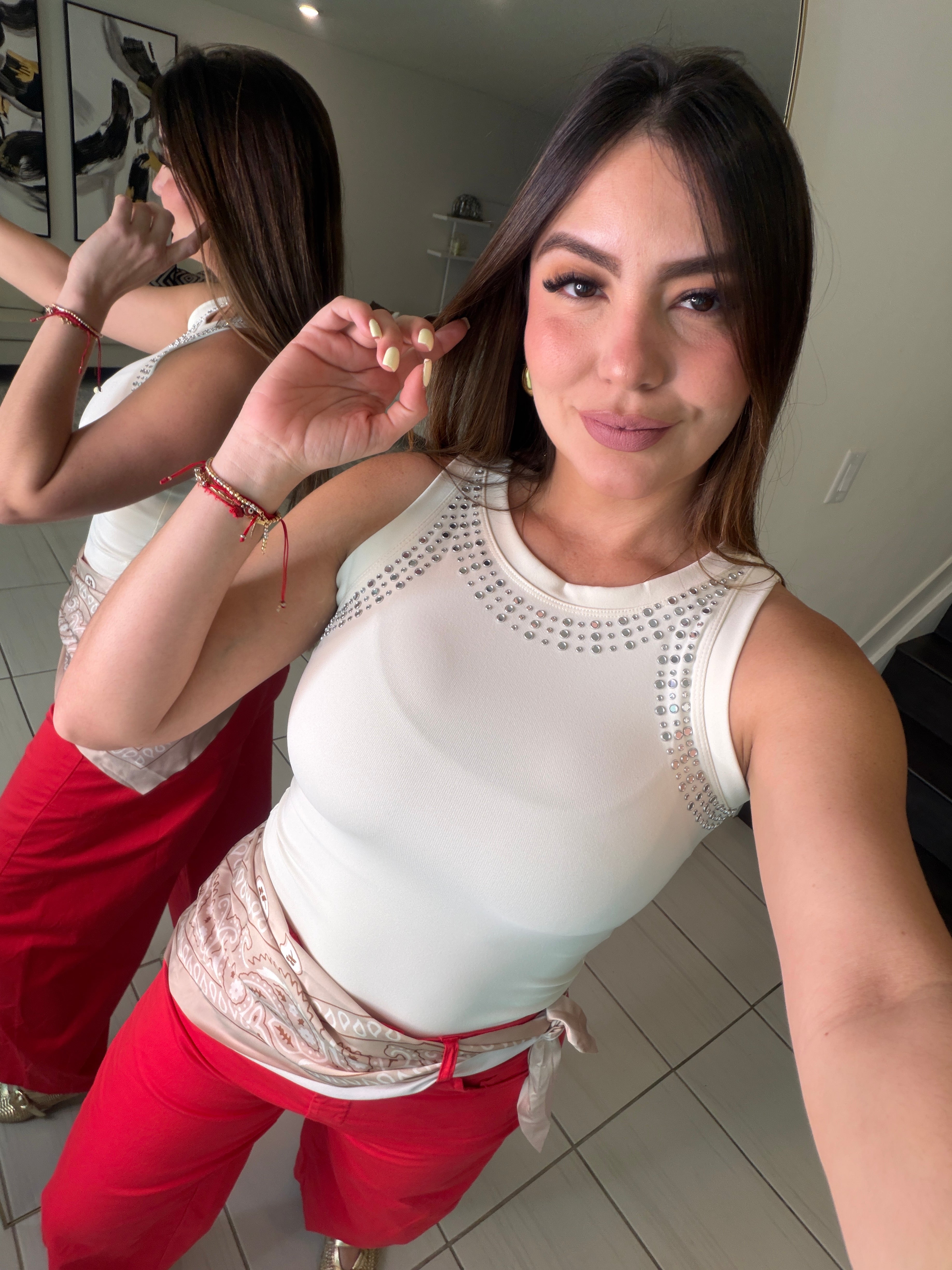 Charming Studd Beige Tank Top