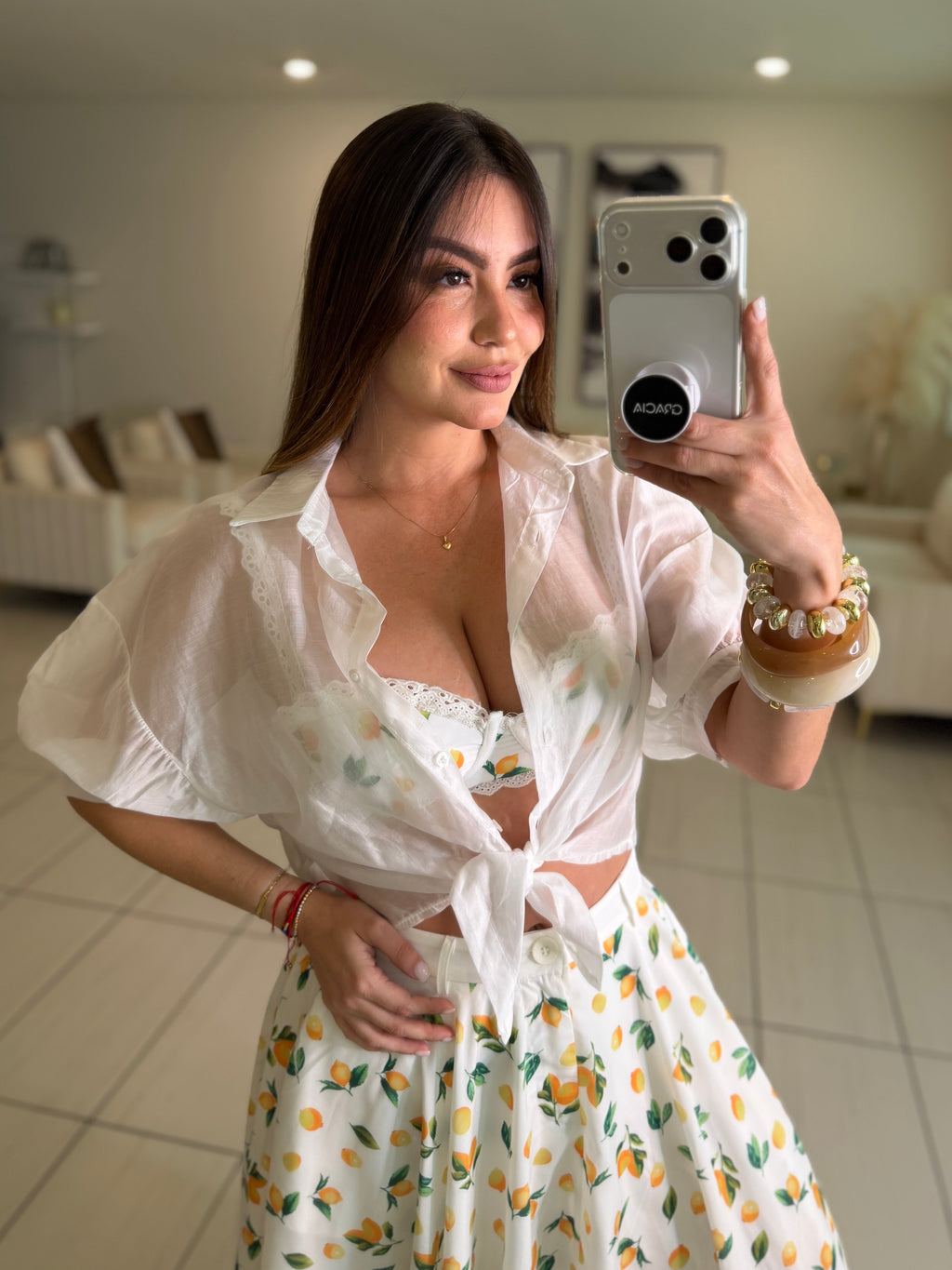 Amalfi Lemons White Skirt Set