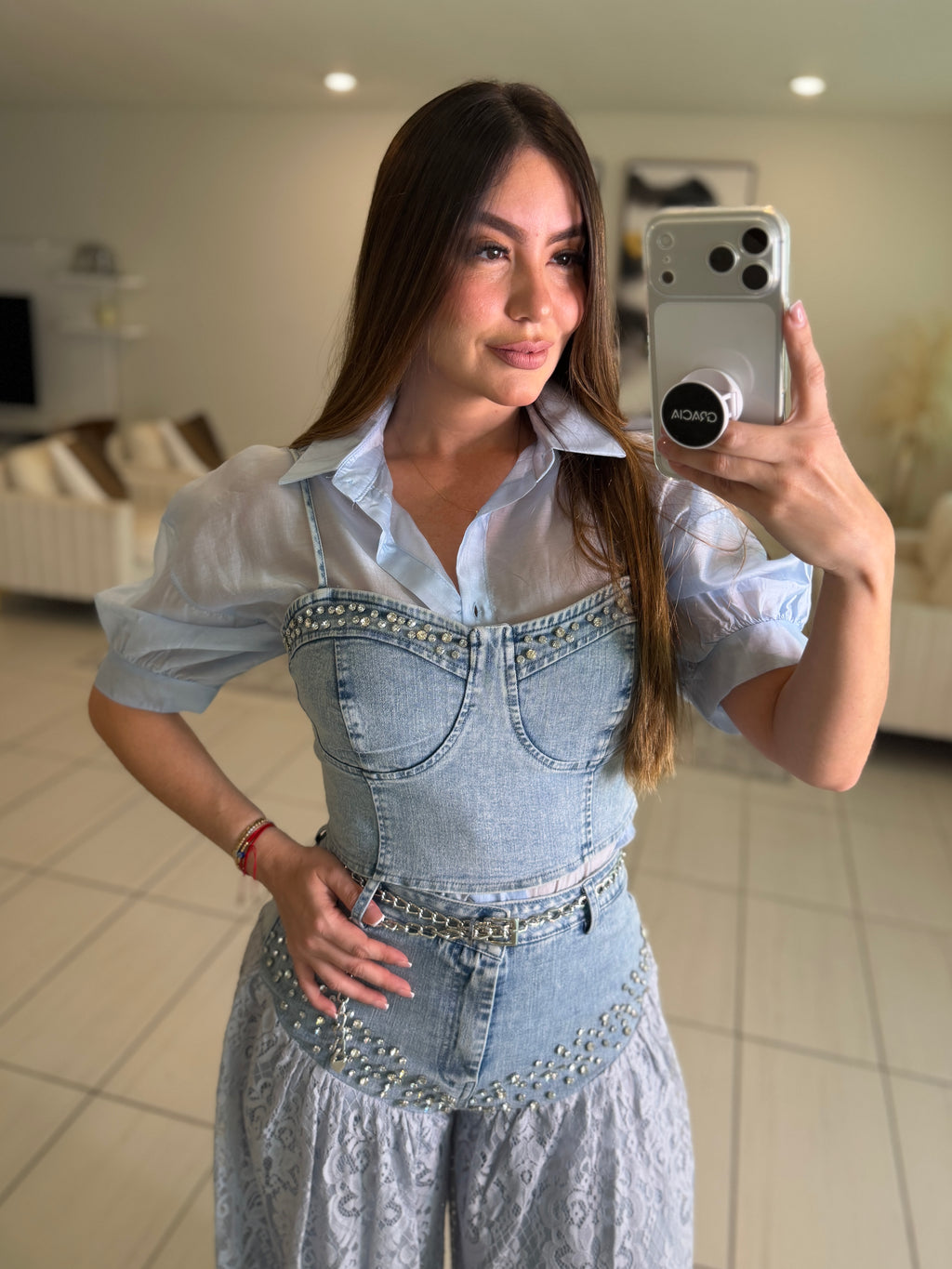 Radiant Prairie Lace Blue Pant Set