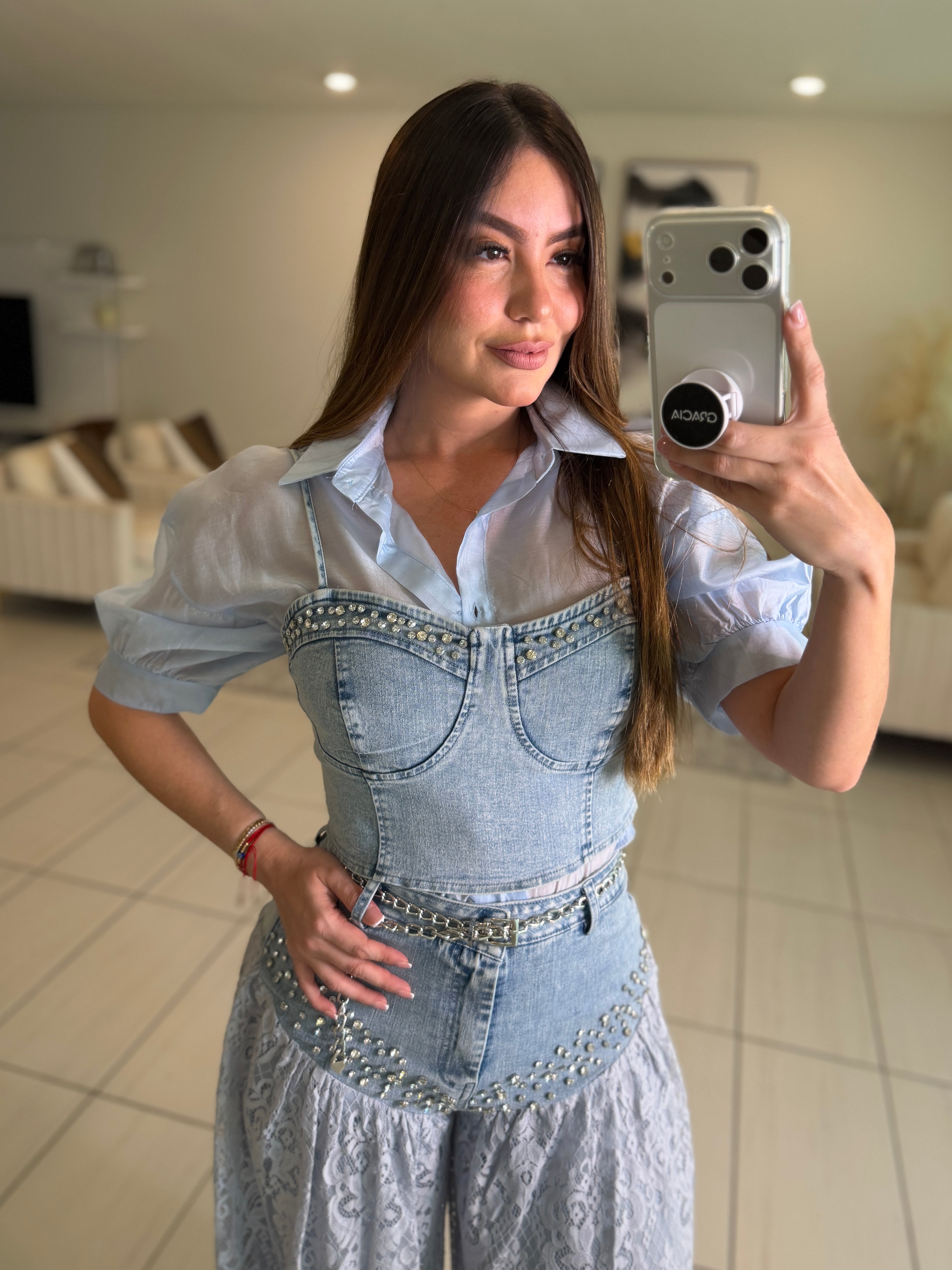 Radiant Prairie Lace Blue Pant Set