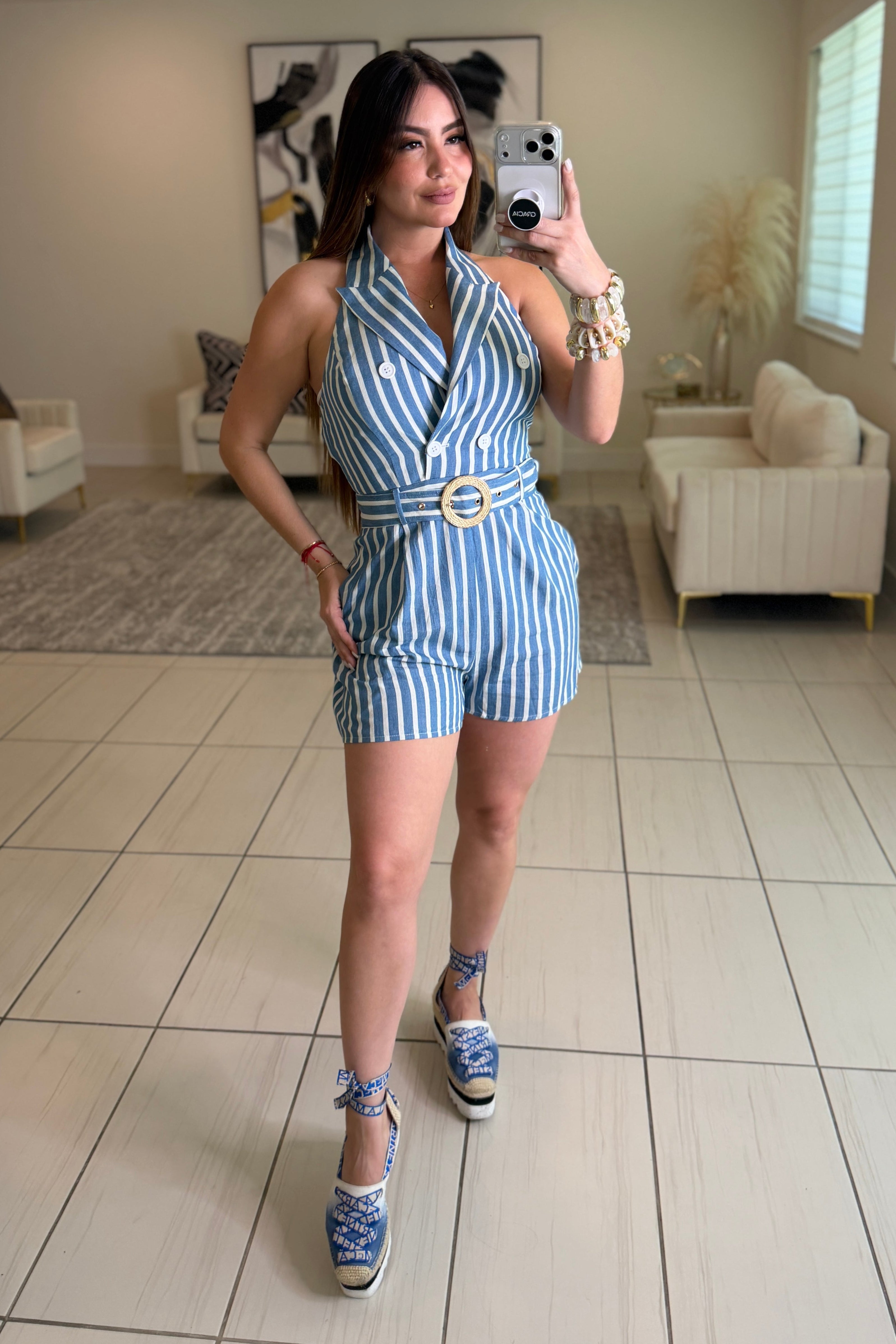 Oceana Stripes Blue Romper