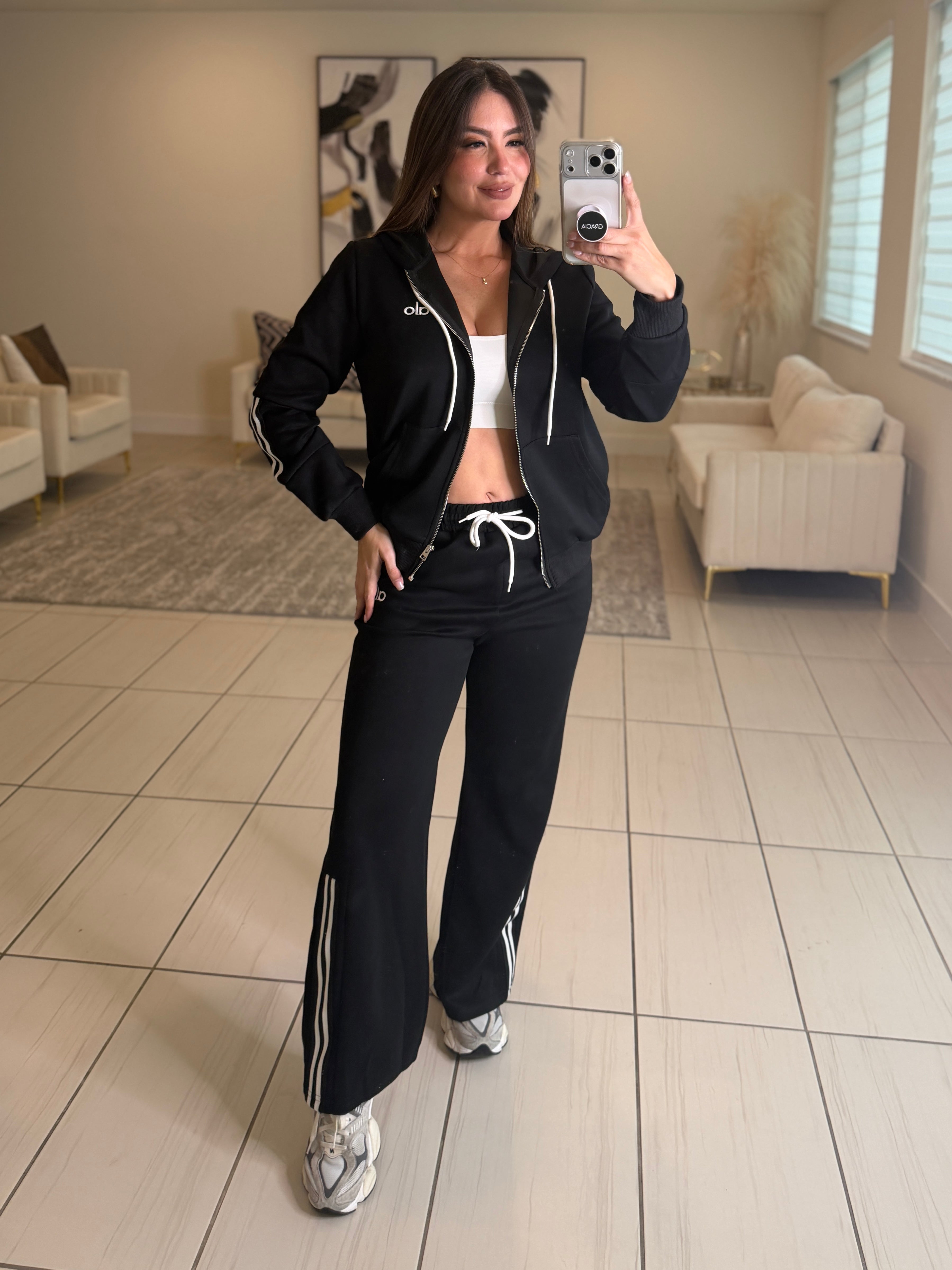 Iconic Stripes Halo Black Pant Set