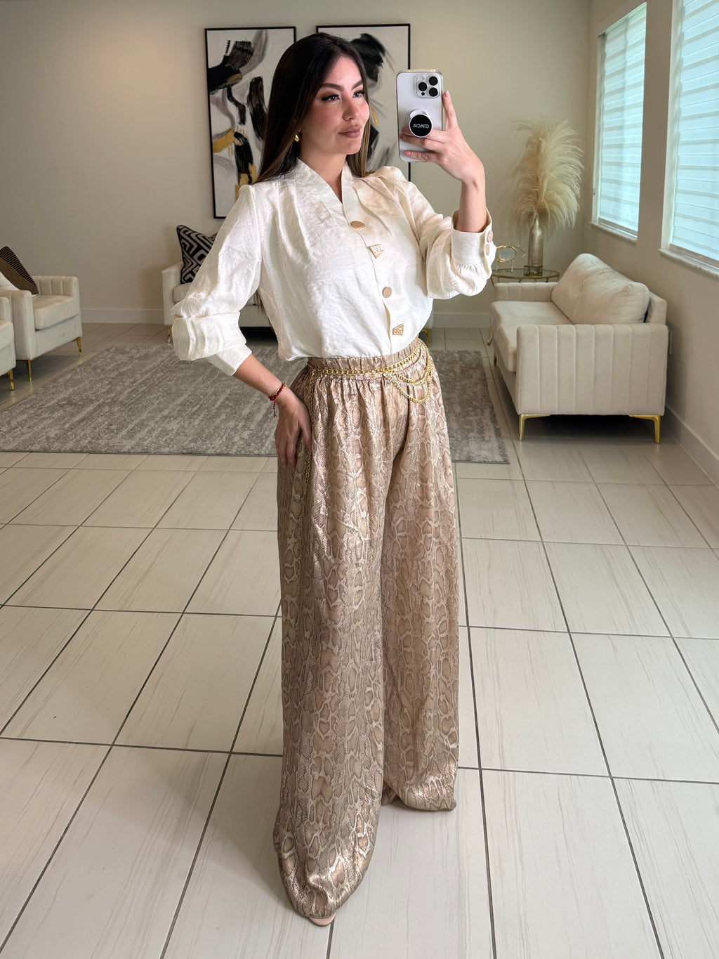 Savage Touch Beige Palazzo Pants