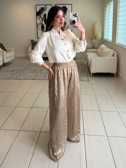 Savage Touch Beige Palazzo Pants