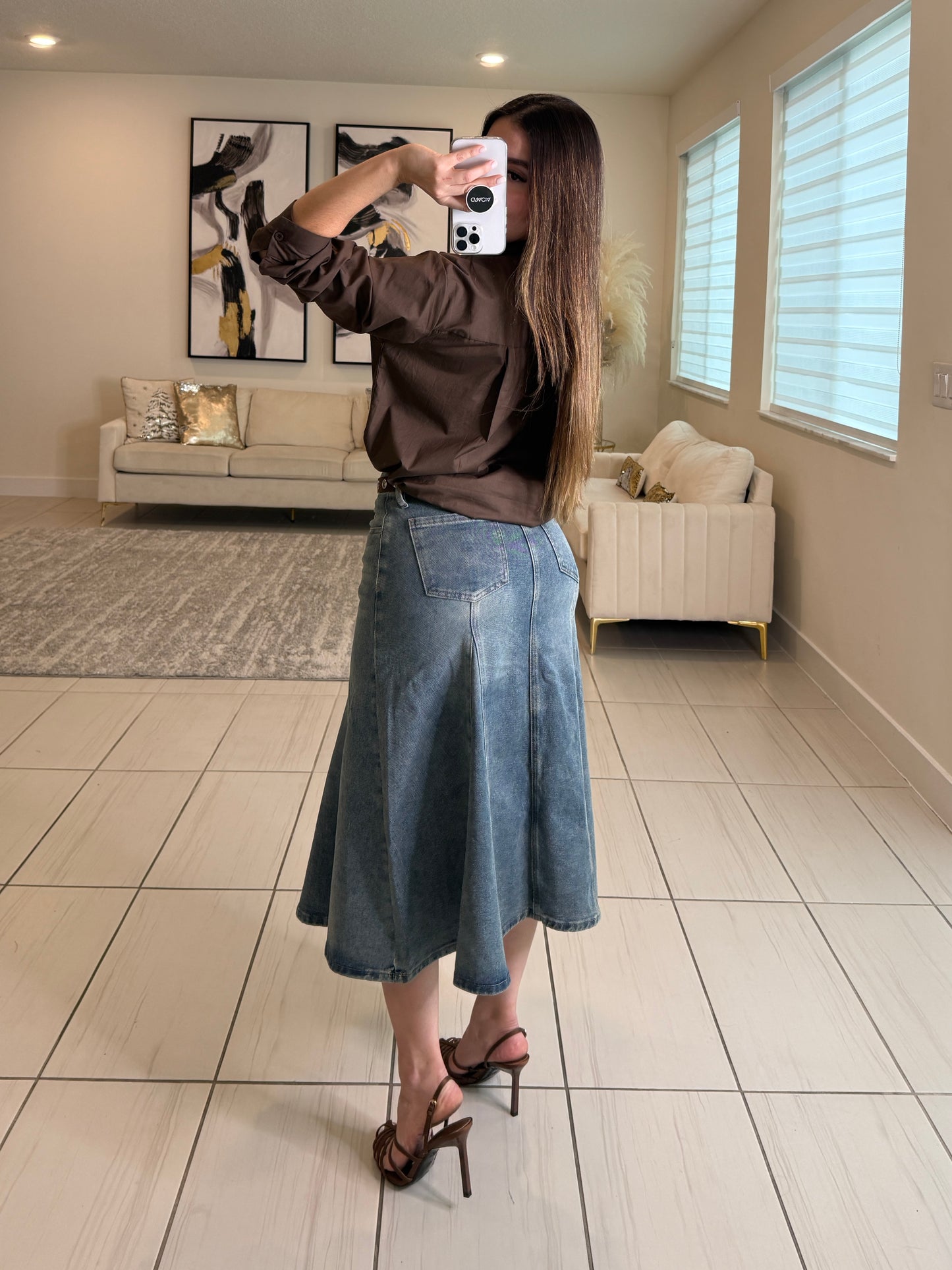 Oasis Whisper Denim Midi Skirt