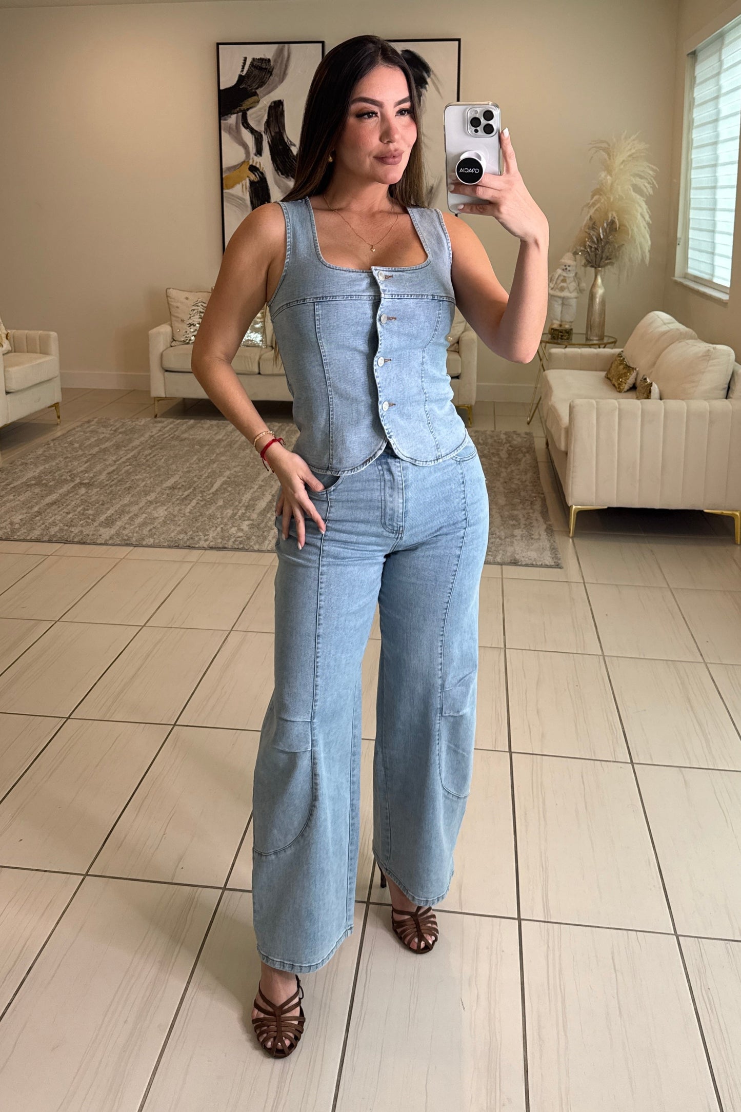 Modern Authority Light Denim Pant Set