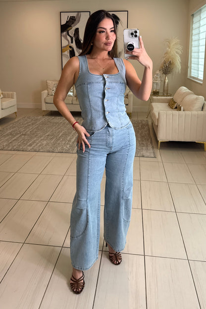 Modern Authority Light Denim Pant Set