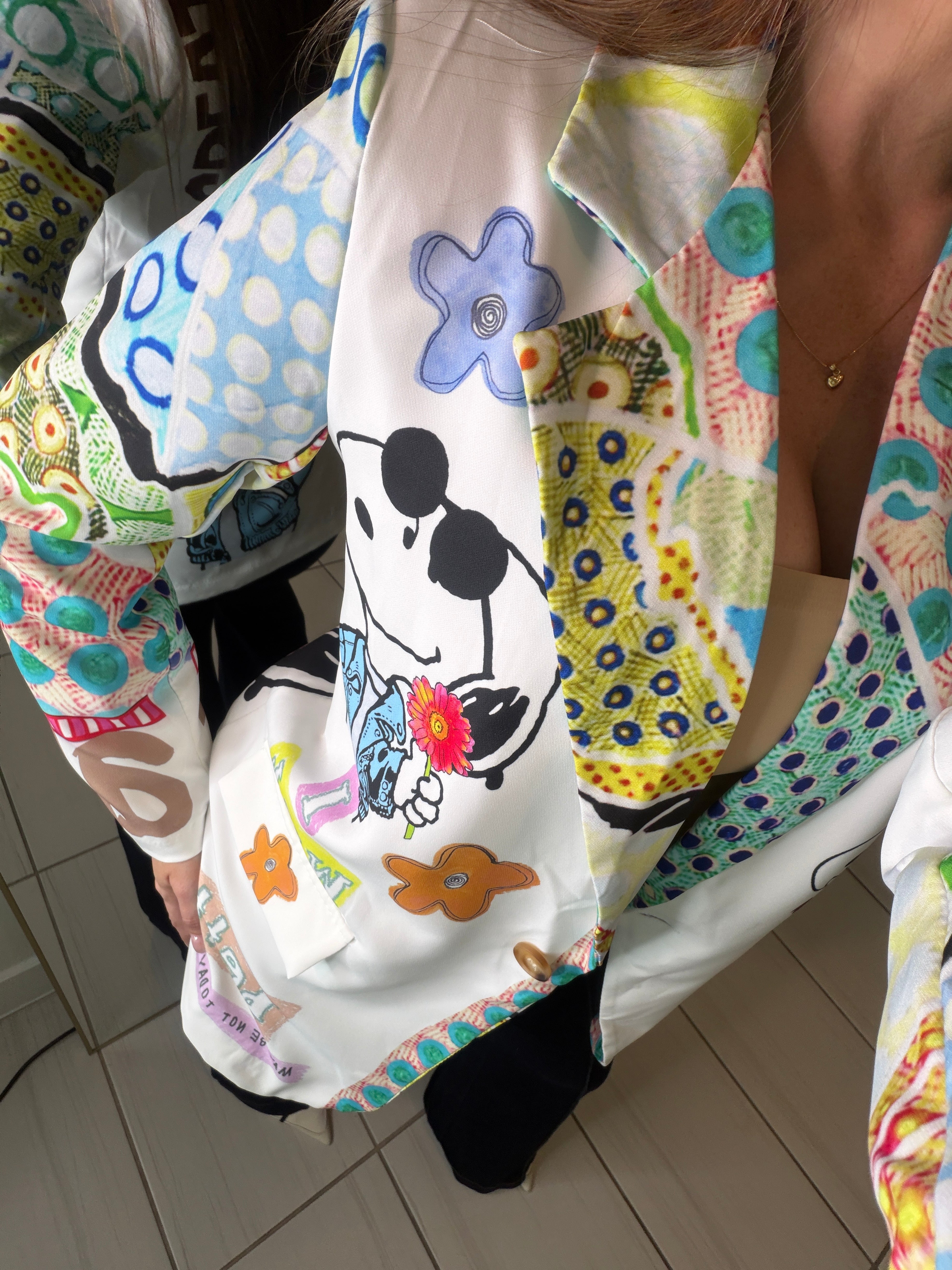 Glamorous Printed White Blazer